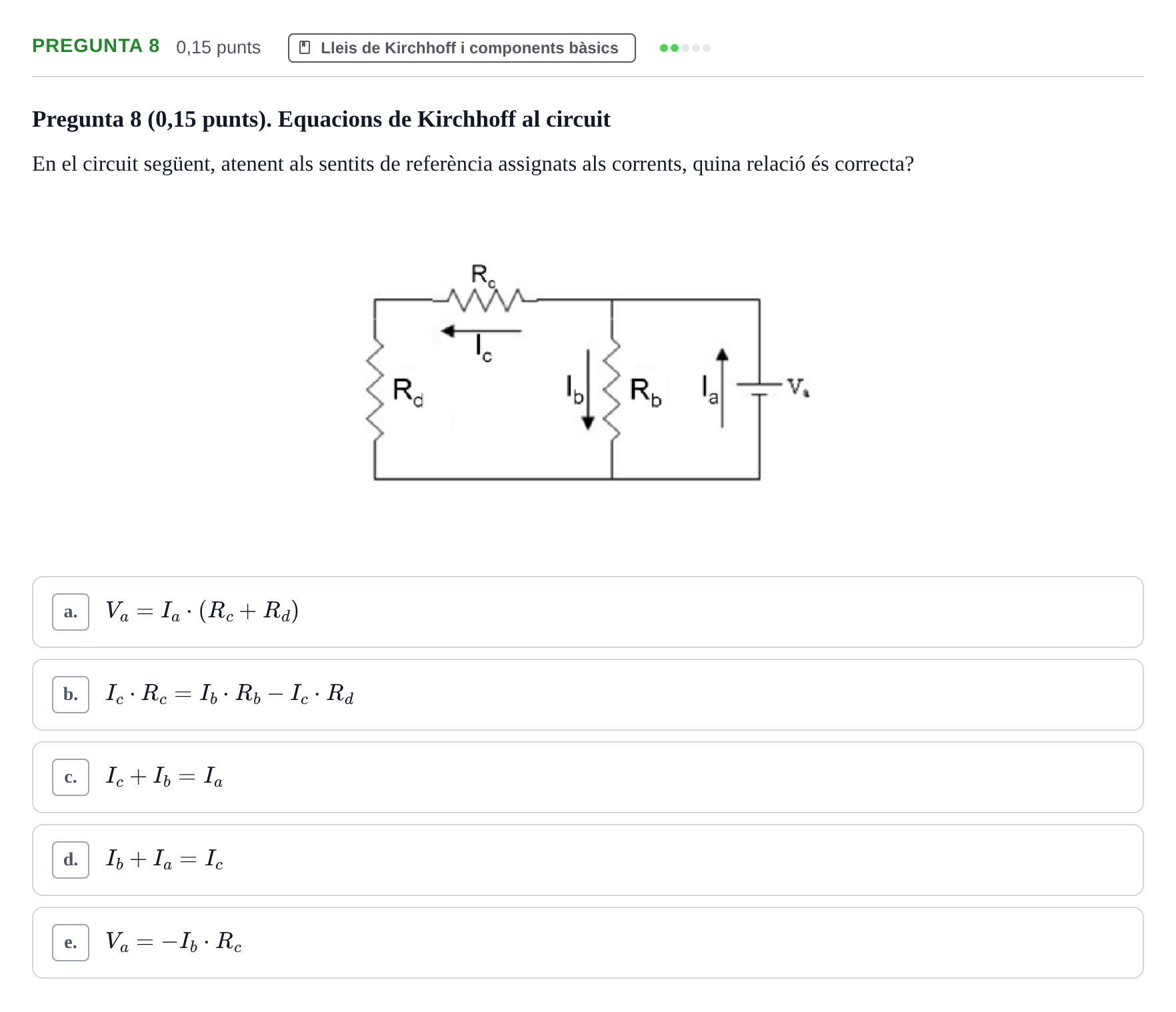 Enunciado: Pregunta 8 · Electrónica UB 2016