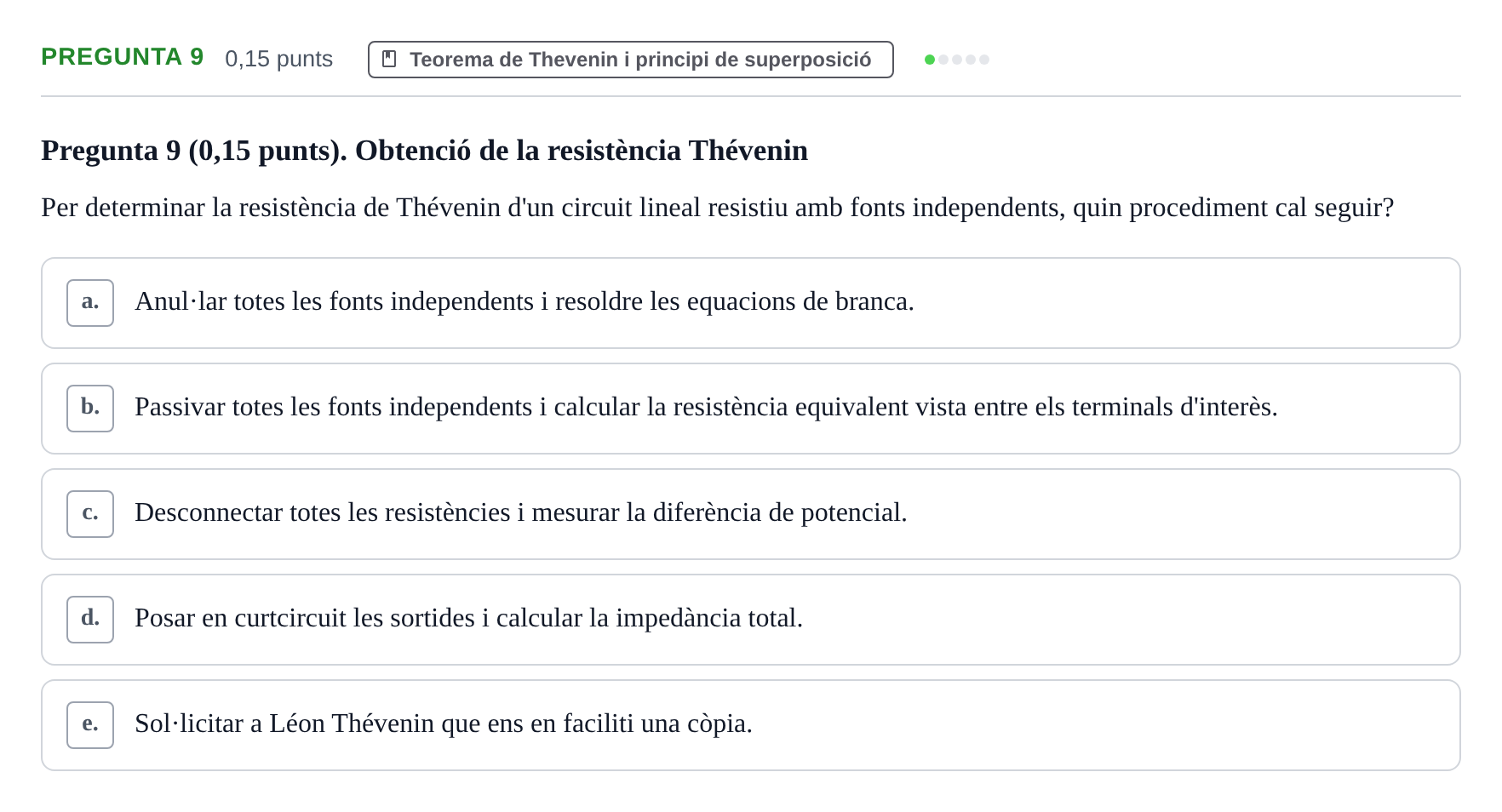 Enunciado: Pregunta 9 · Electrónica UB 2016