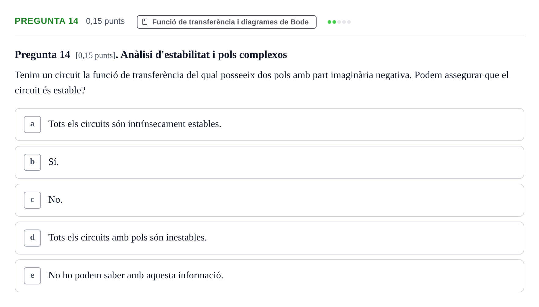 Enunciado: Pregunta 14 · Electrónica UB 2016