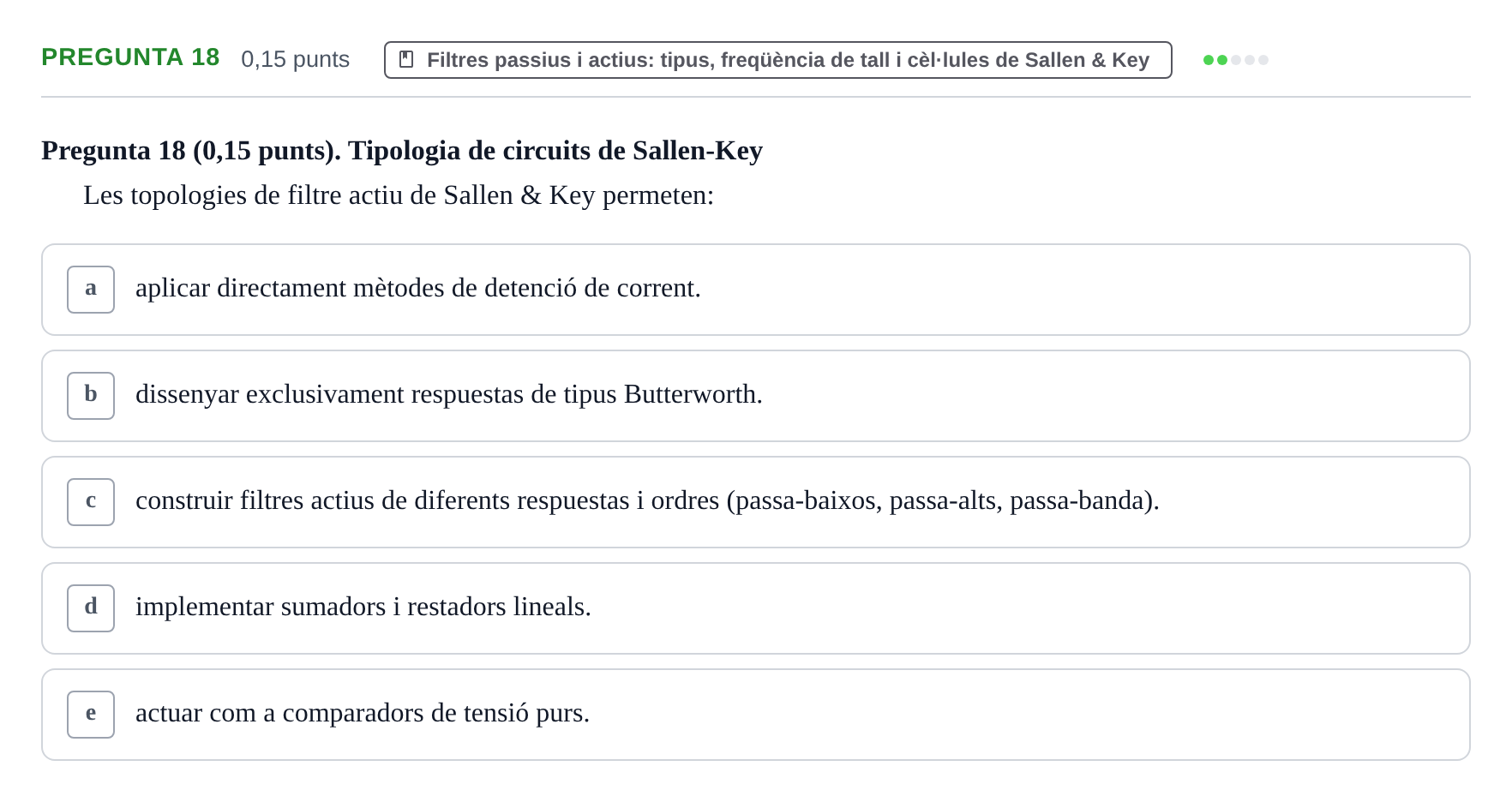 Enunciado: Pregunta 18 · Electrónica UB 2016
