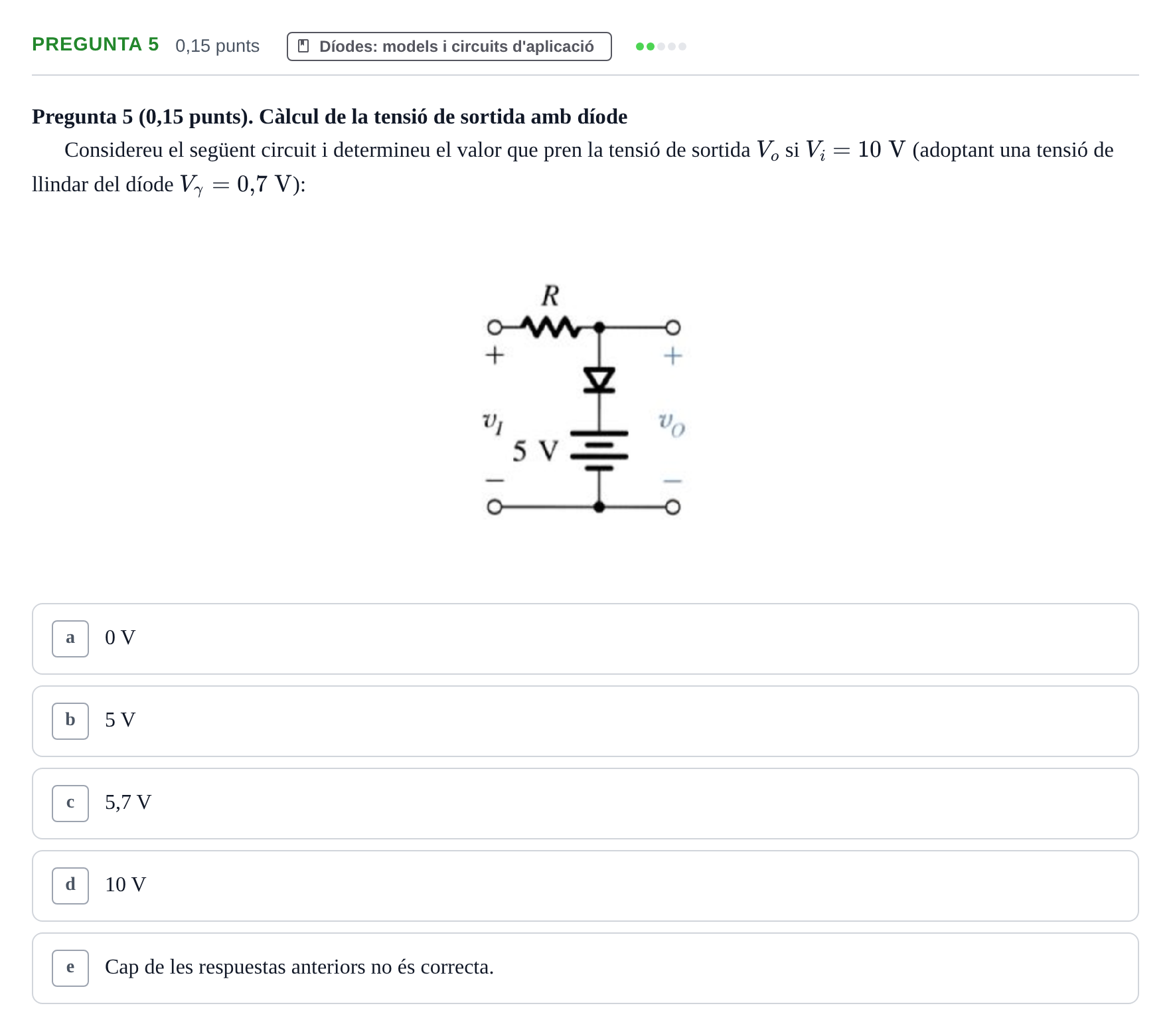 Enunciado: Pregunta 5 · Electrónica UB 2016