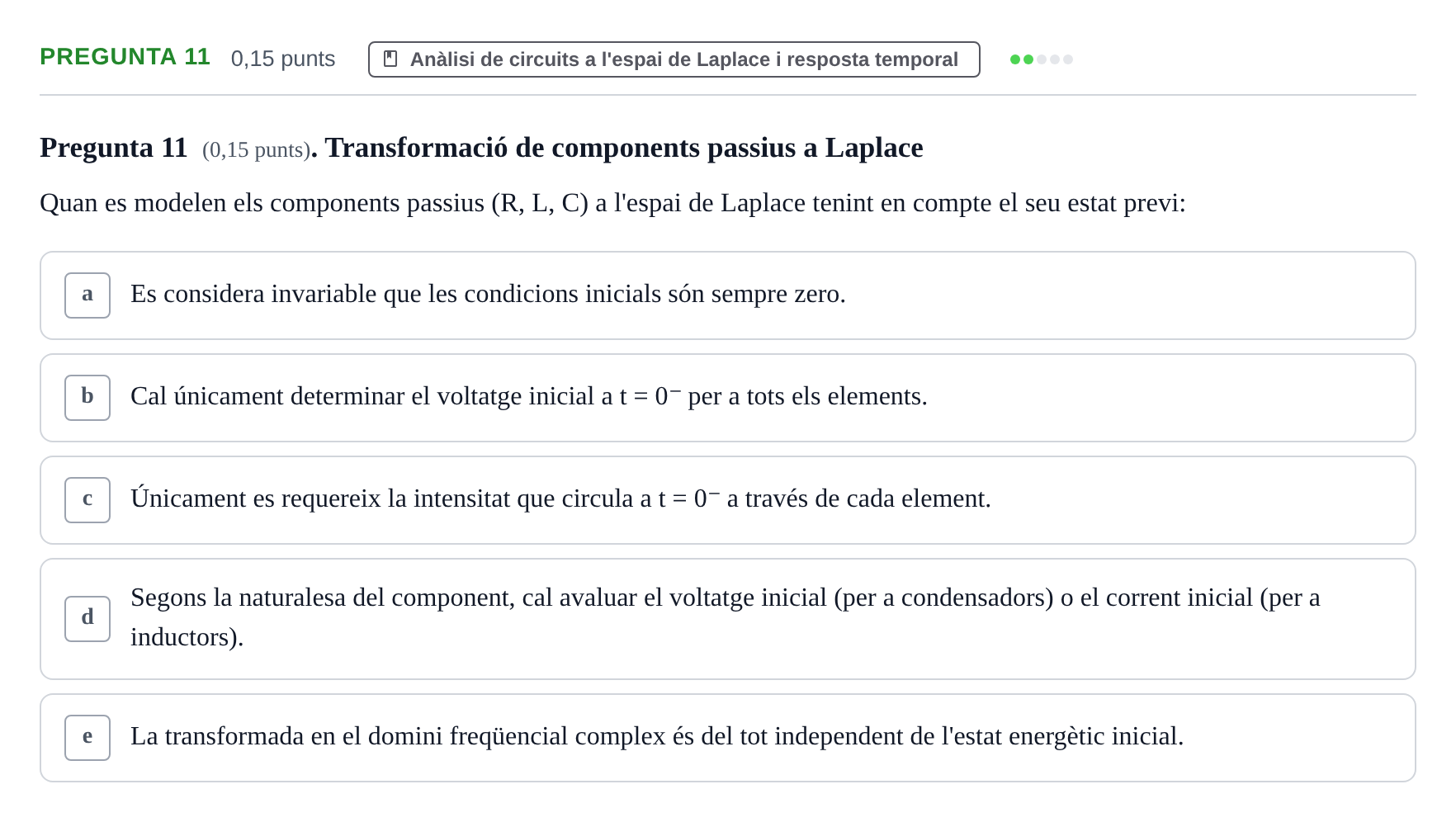 Enunciado: Pregunta 11 · Electrónica UB 2015