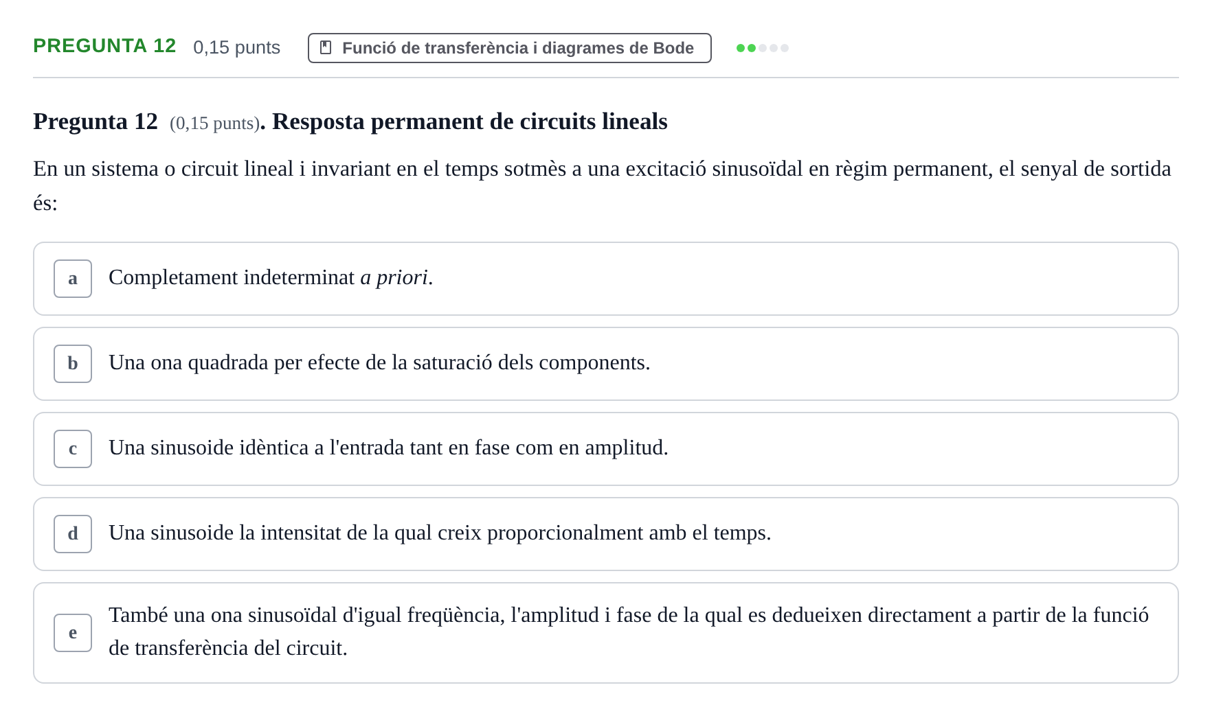 Enunciado: Pregunta 12 · Electrónica UB 2015