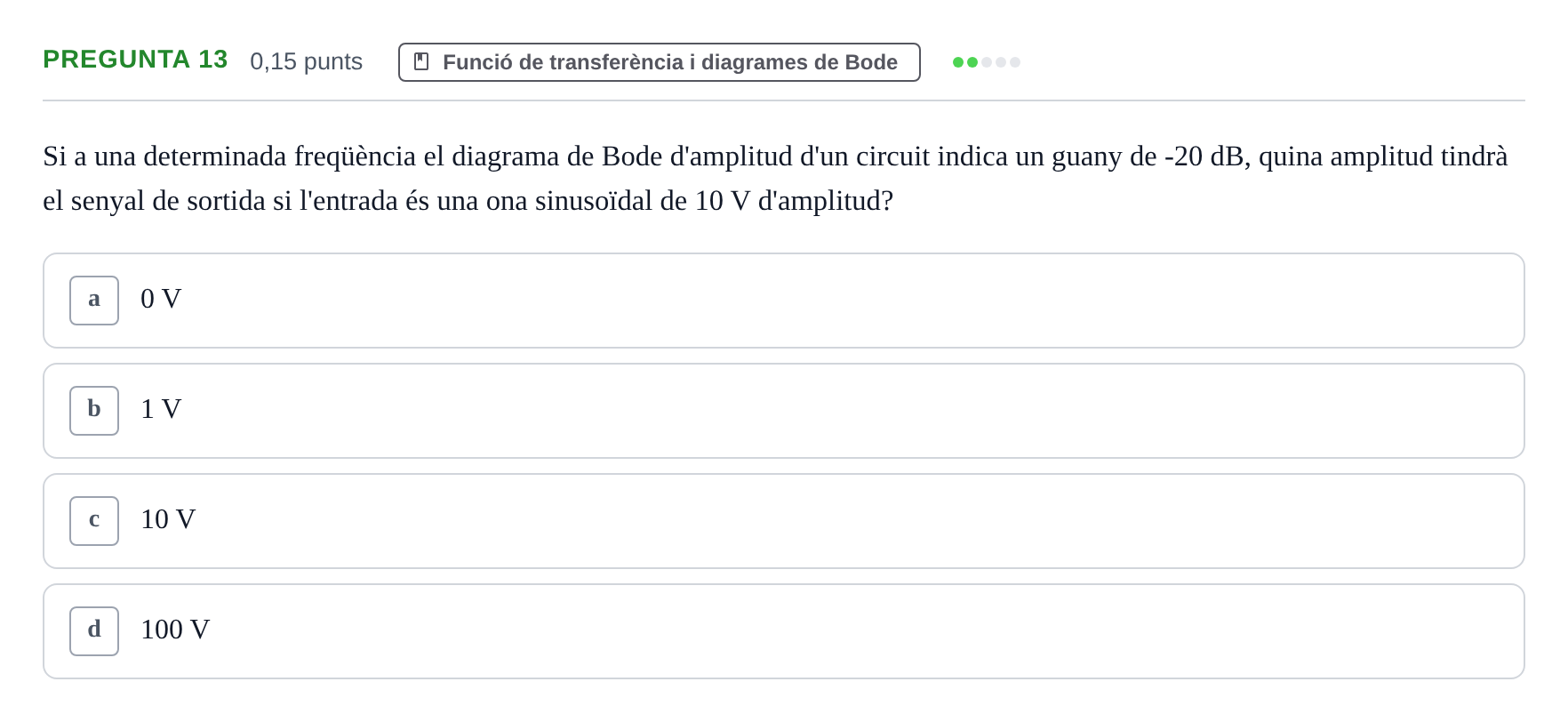 Enunciado: Pregunta 13 · Electrónica UB 2015