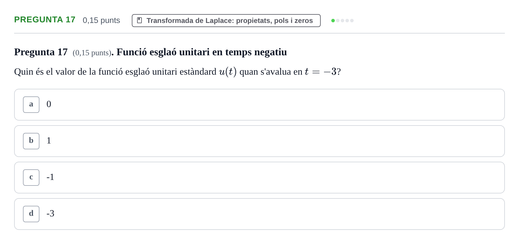 Enunciado: Pregunta 17 · Electrónica UB 2015