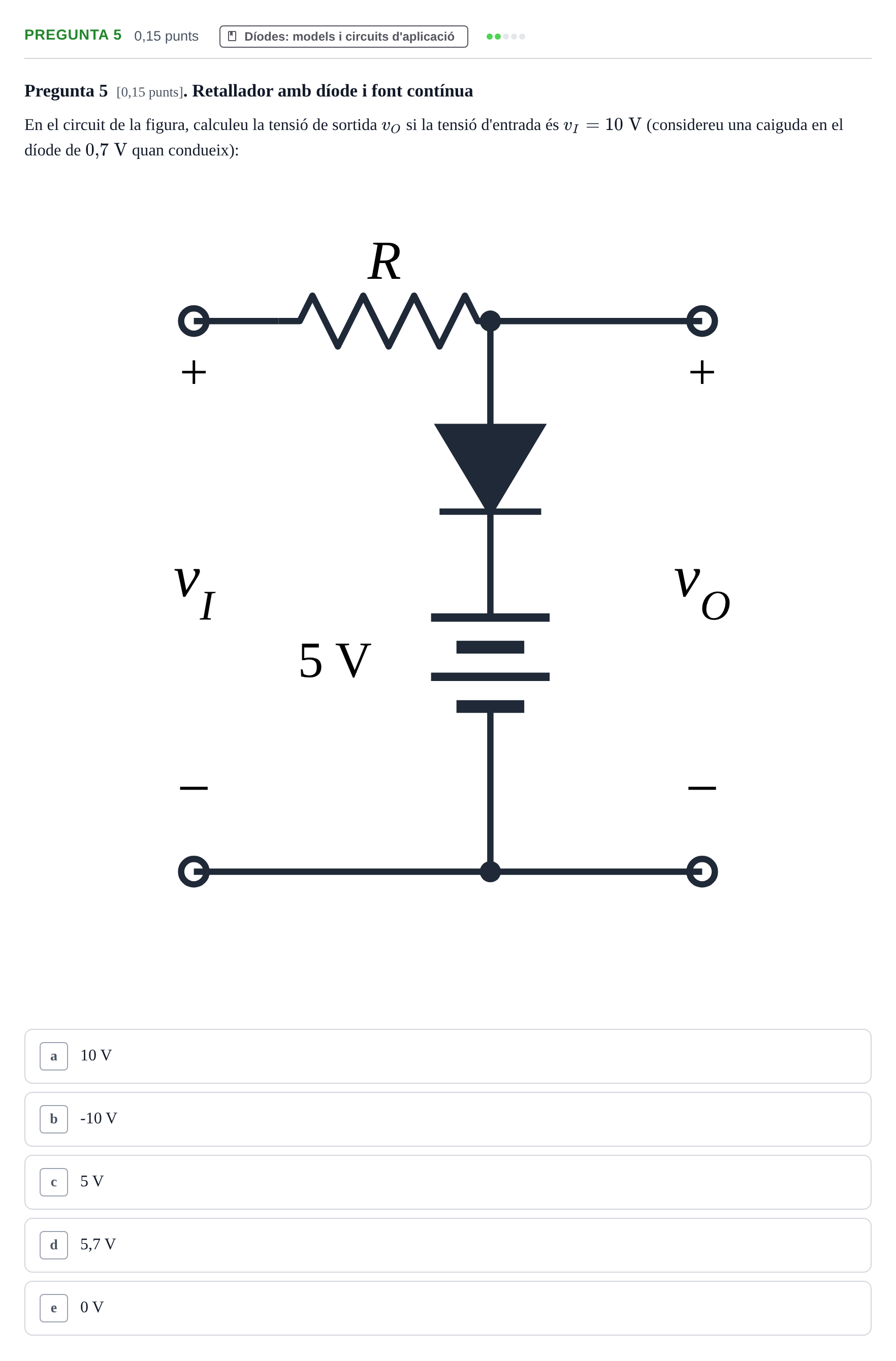 Enunciado: Pregunta 5 · Electrónica UB 2015
