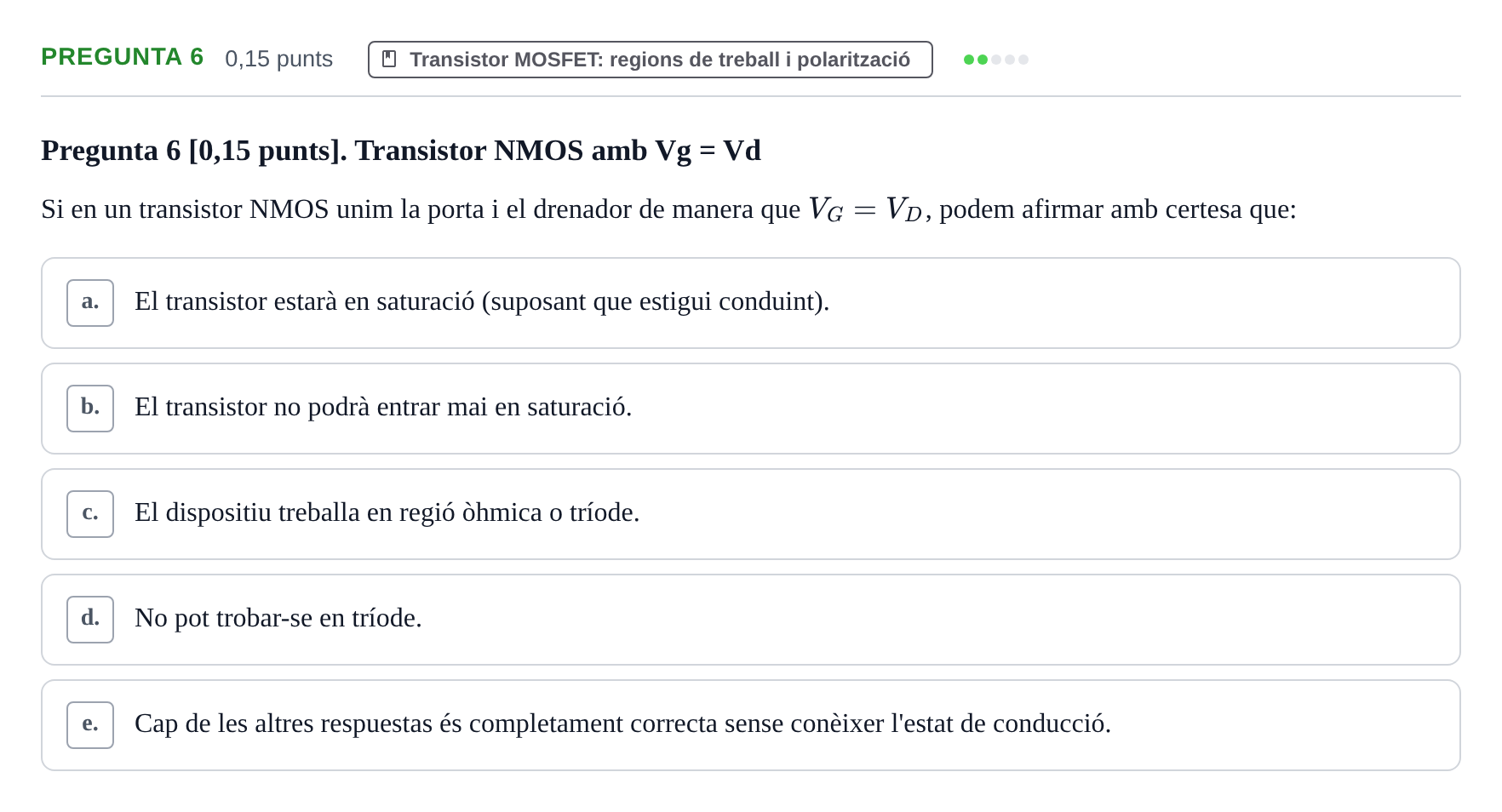 Enunciado: Pregunta 6 · Electrónica UB 2015