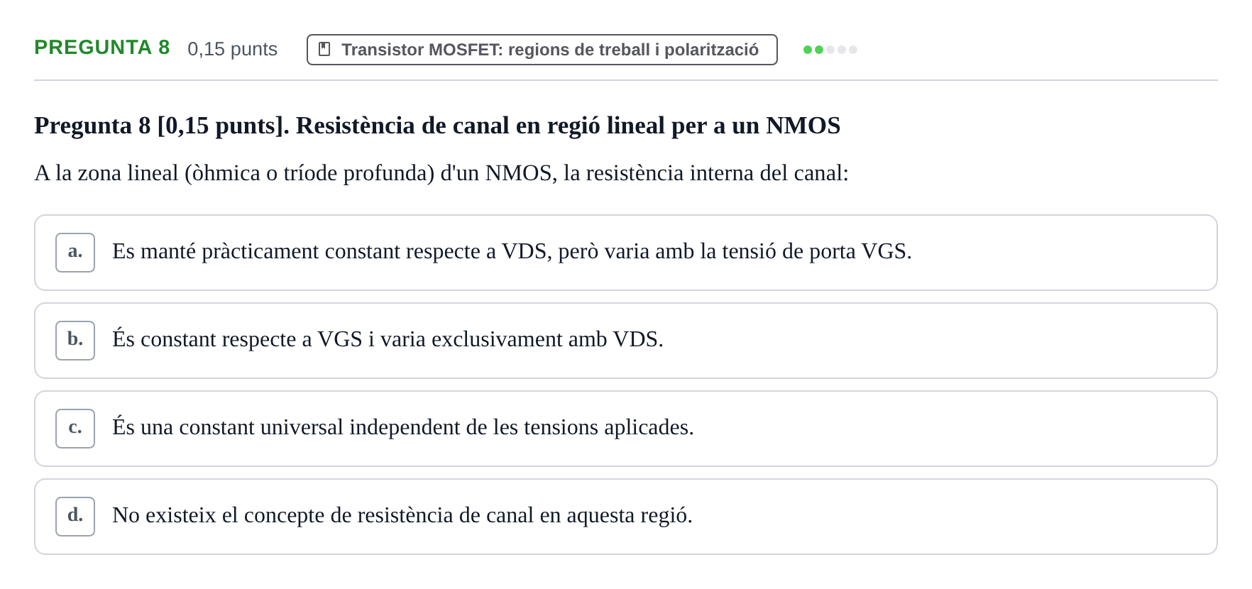 Enunciado: Pregunta 8 · Electrónica UB 2015