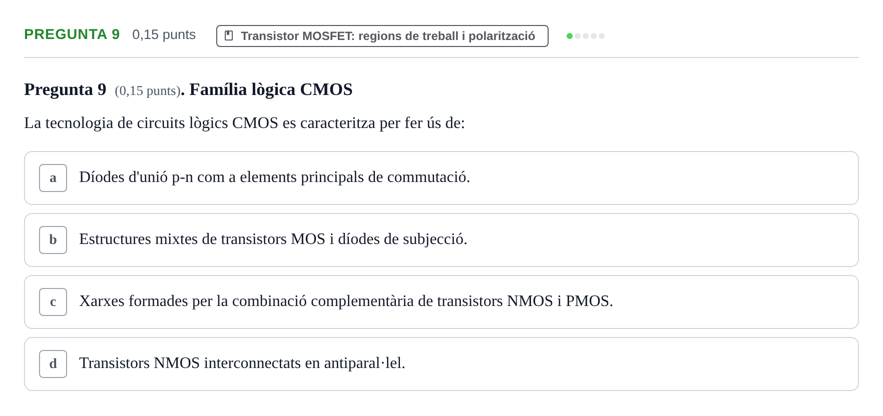 Enunciado: Pregunta 9 · Electrónica UB 2015
