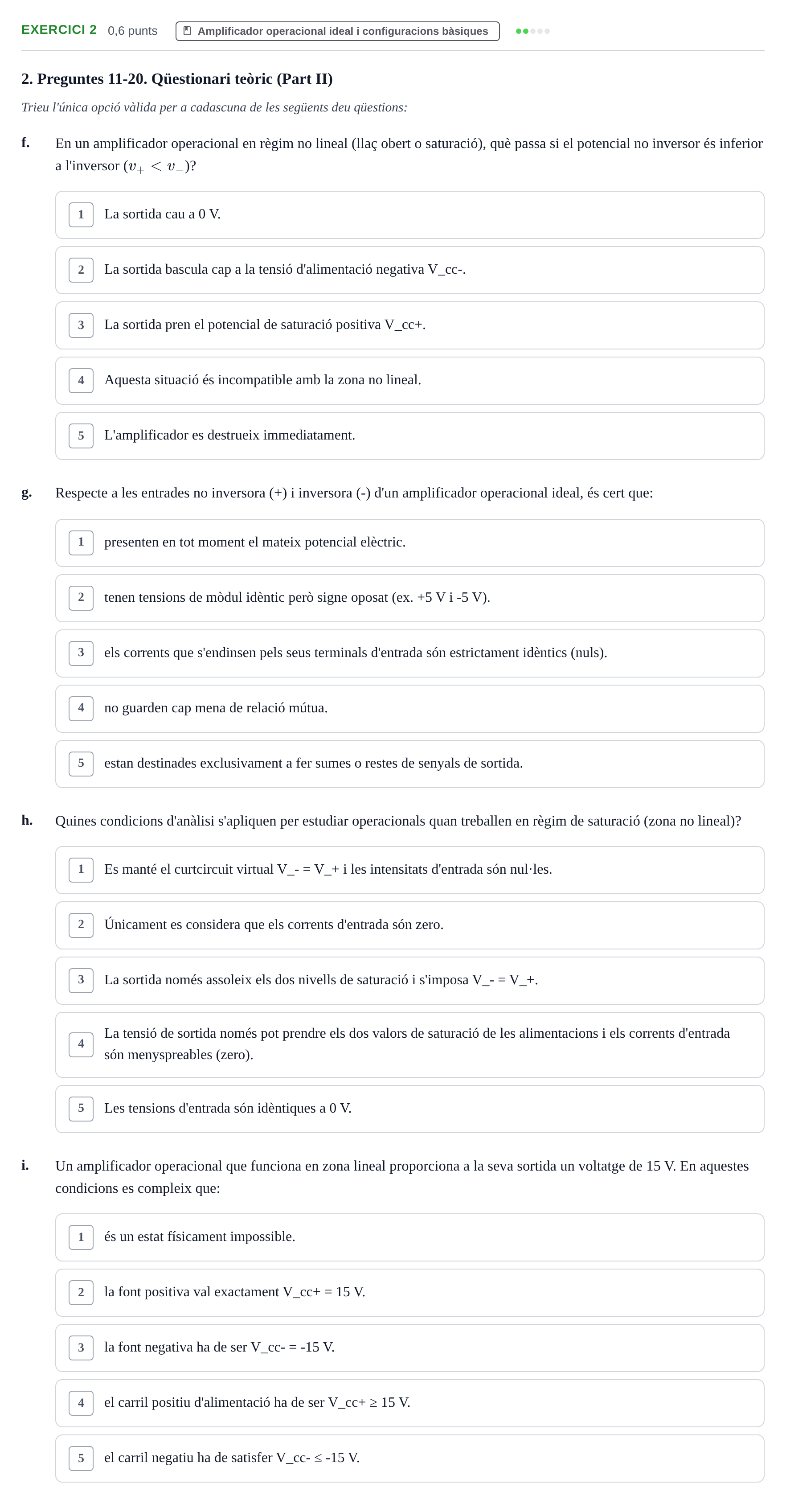 Enunciado: Ejercicio 2 - Amplificador operacional ideal i configuracio… · Electrónica UB 2016