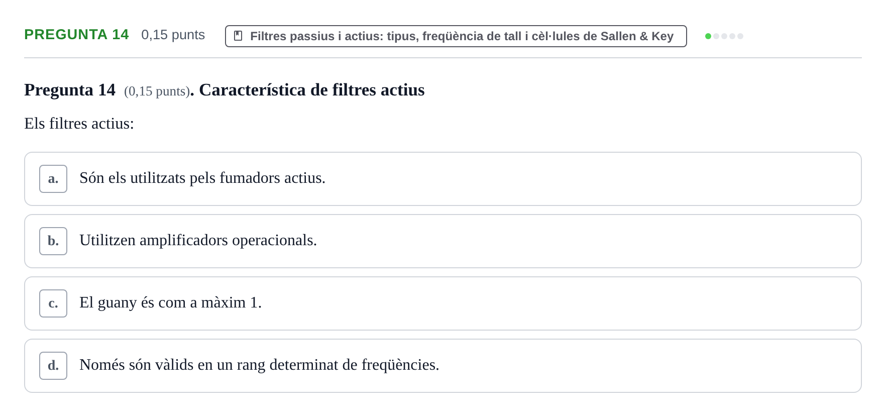 Enunciado: Pregunta 14 · Electrónica UB 2014