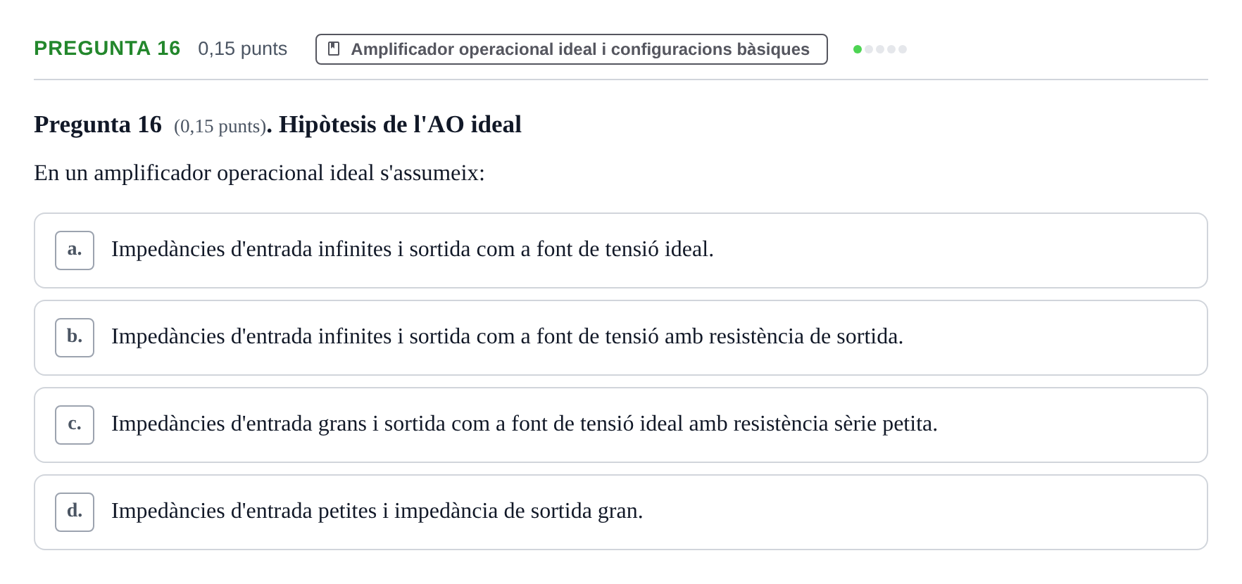 Enunciado: Pregunta 16 · Electrónica UB 2014