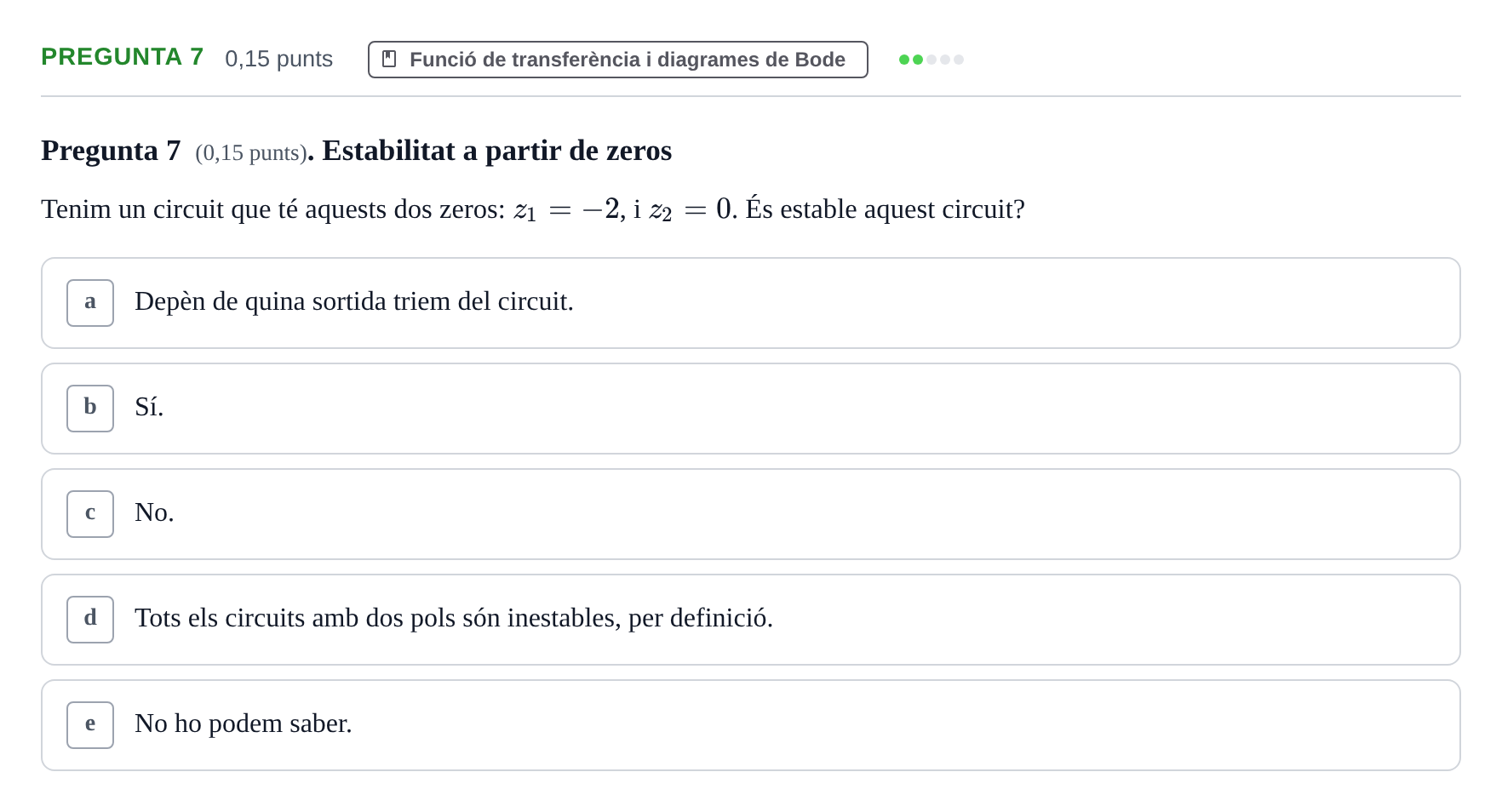 Enunciado: Pregunta 7 · Electrónica UB 2014