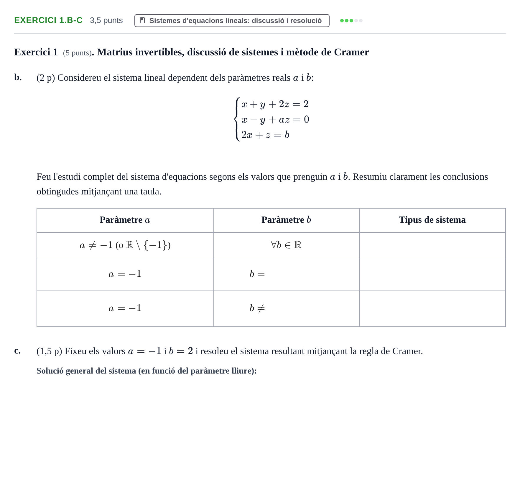 Enunciado: Exercici 1.b-c · Álgebra Lineal UB 2013