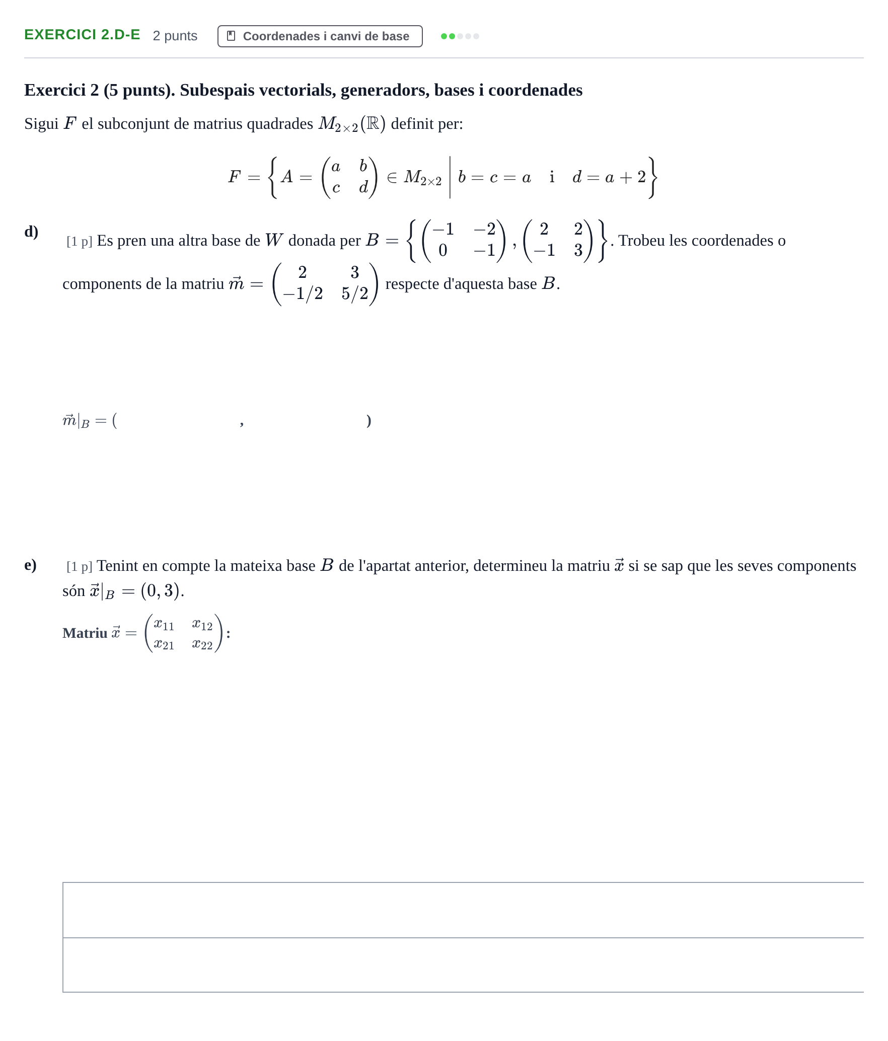 Enunciado: Exercici 2.d-e · Álgebra Lineal UB 2013