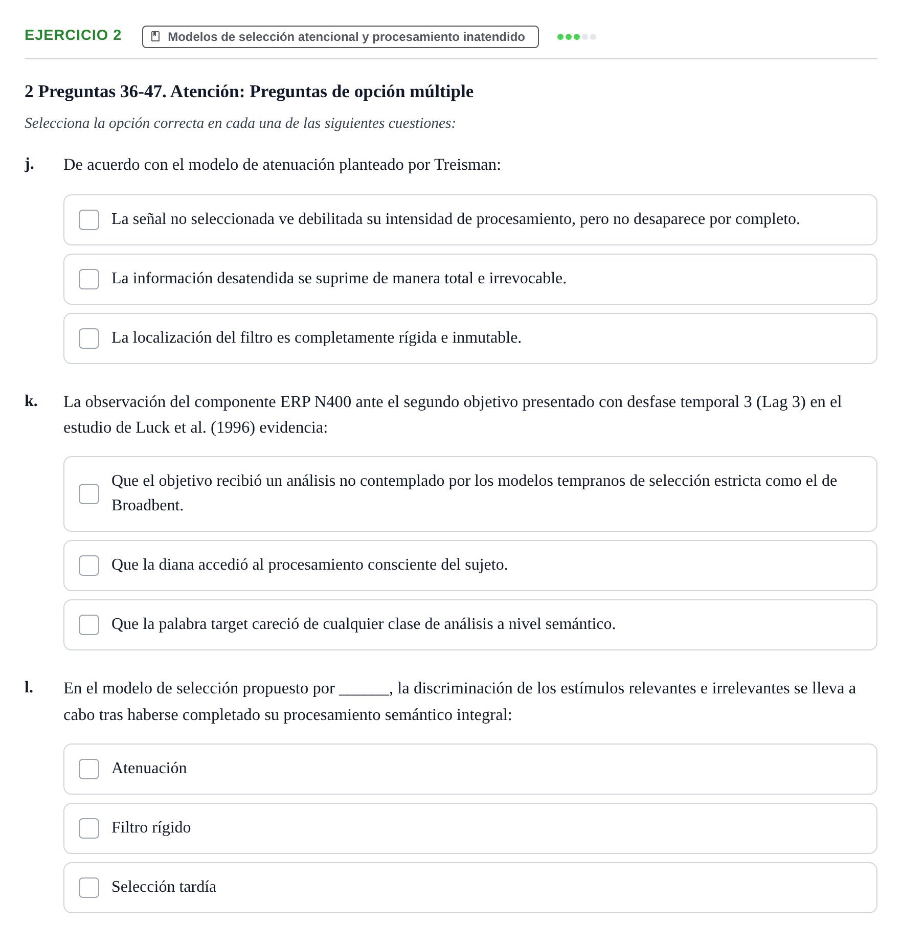Enunciado: Ejercicio 2 - Modelos de selección atencional y procesamien… · Percepció I Atenció UB Examen de Repaso: Atención y Percepción Auditiva