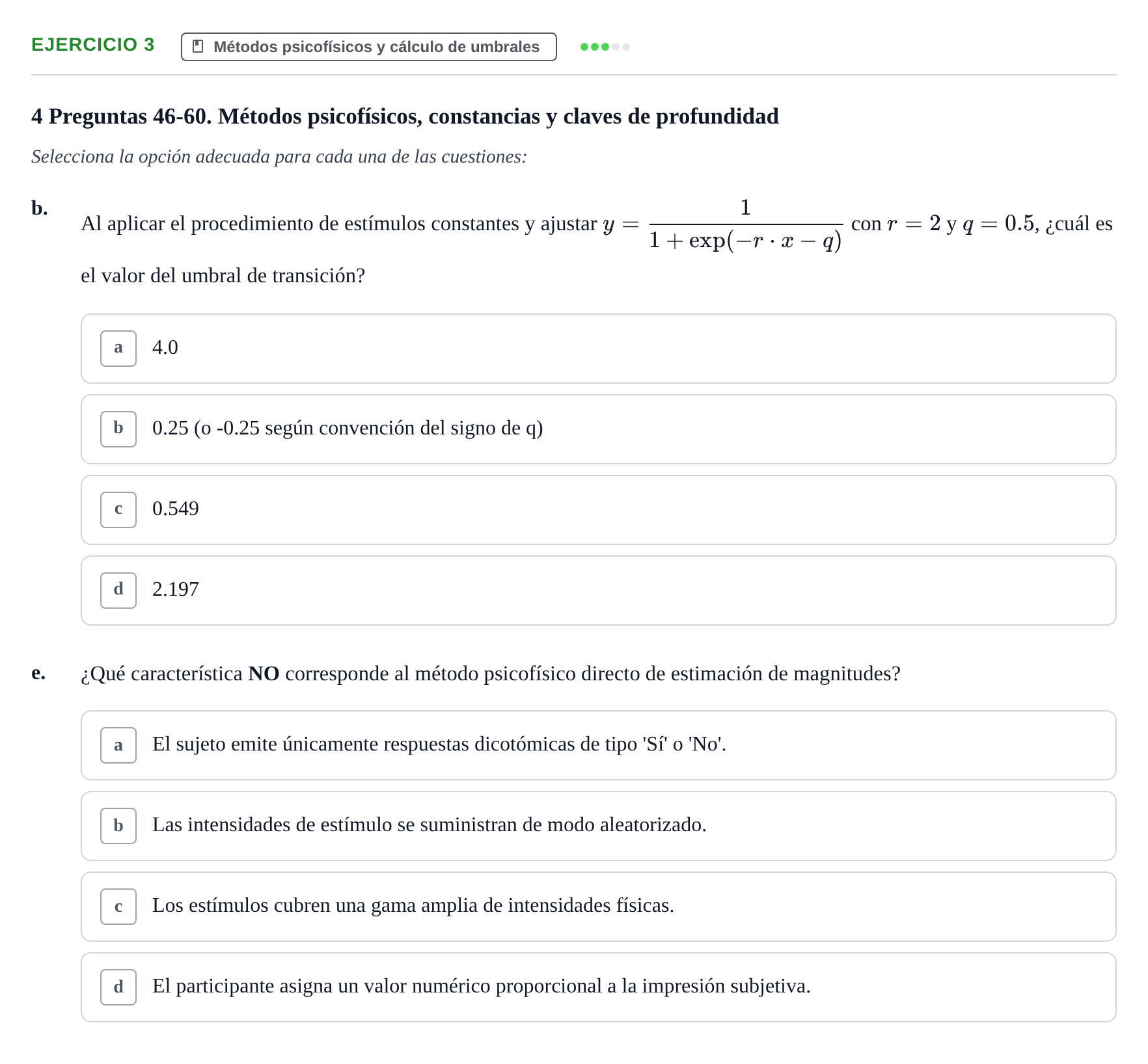 Enunciado: Ejercicio 3 - Métodos psicofísicos y cálculo de umbrales · Percepció I Atenció UB Examen de Percepción y Atención (Recopilación de preguntas)