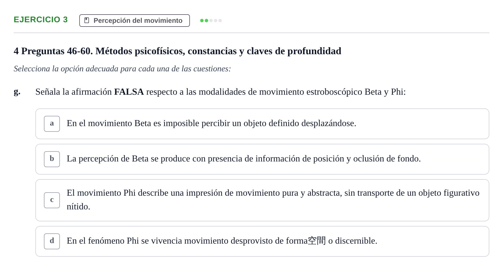 Enunciado: Ejercicio 3 - Percepción del movimiento · Percepció I Atenció UB Examen de Percepción y Atención (Recopilación de preguntas)