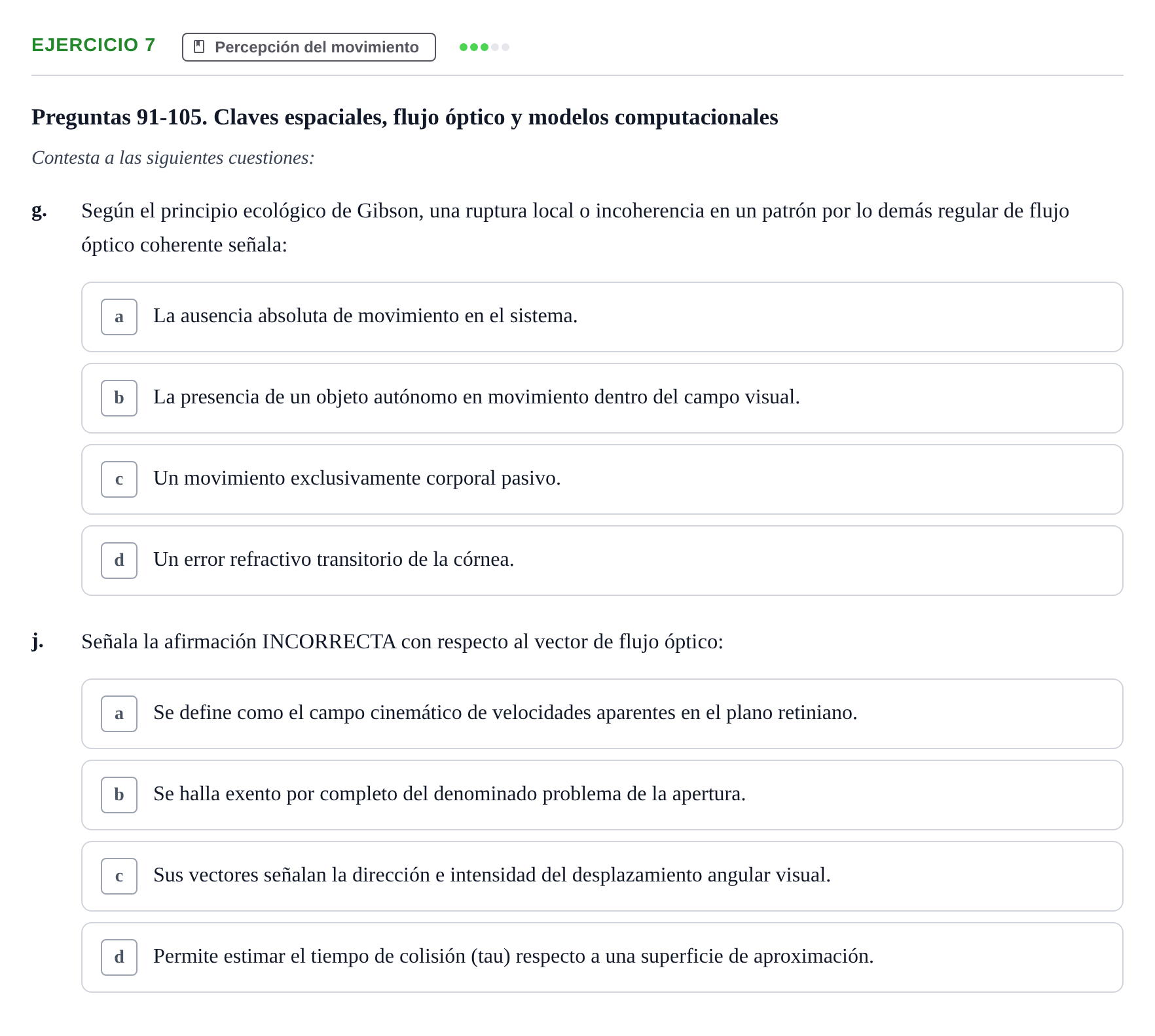 Enunciado: Ejercicio 7 - Percepción del movimiento · Percepció I Atenció UB Examen de Percepción y Atención (Recopilación de preguntas)