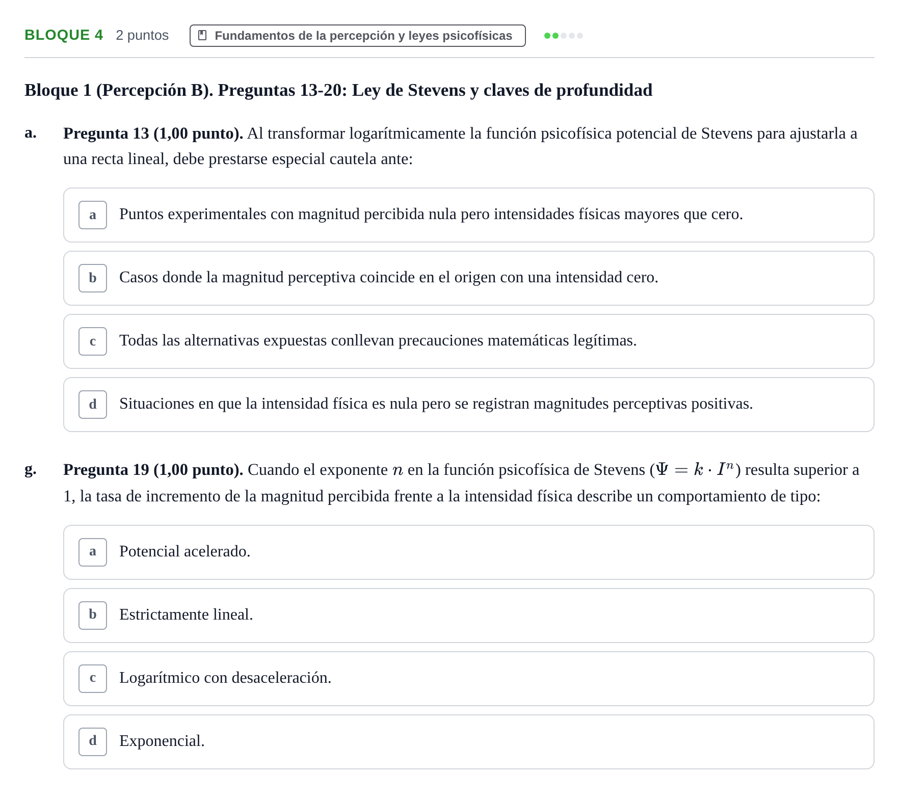 Enunciado: Bloque 4 - Fundamentos de la percepción y leyes p… · Percepció I Atenció UB Batería de Exámenes: Percepción, Atención y Audición