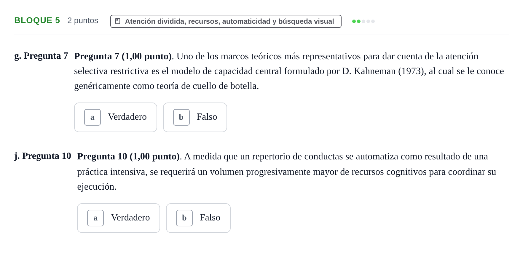 Enunciado: Bloque 5 - Atención dividida, recursos, automatic… · Percepció I Atenció UB Batería de Exámenes: Percepción, Atención y Audición