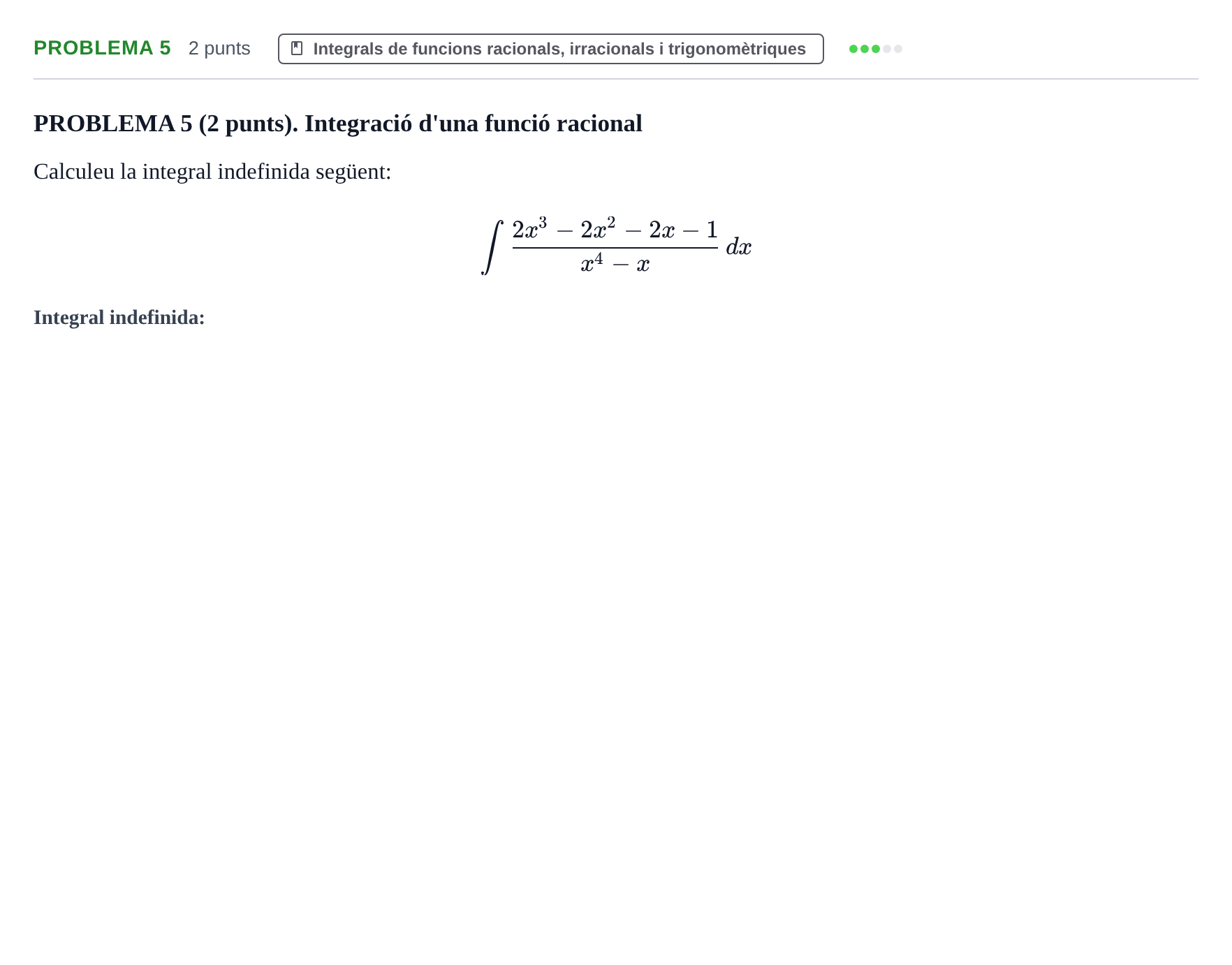 Enunciado: PROBLEMA 5 · Introducción al Cálculo integral UB 2013