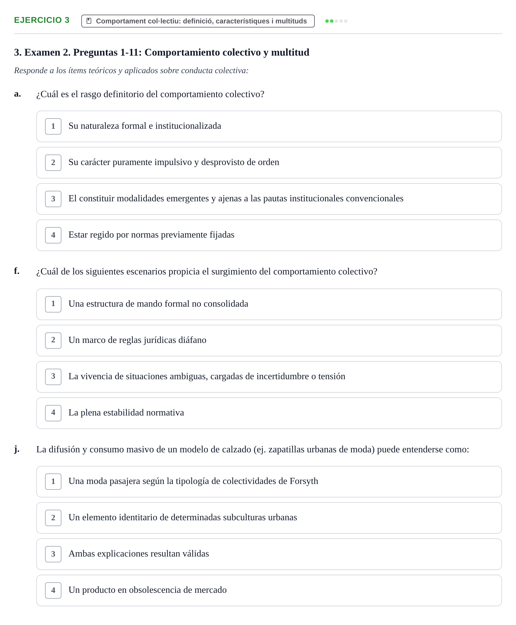 Enunciado: Ejercicio 3 - Comportament col·lectiu: definició, caracterí… · Psicologia dels Grups i Comportament Col·lectiu UB Recopilación de Exámenes: Psicología de los Grupos y Comportamiento Colectivo