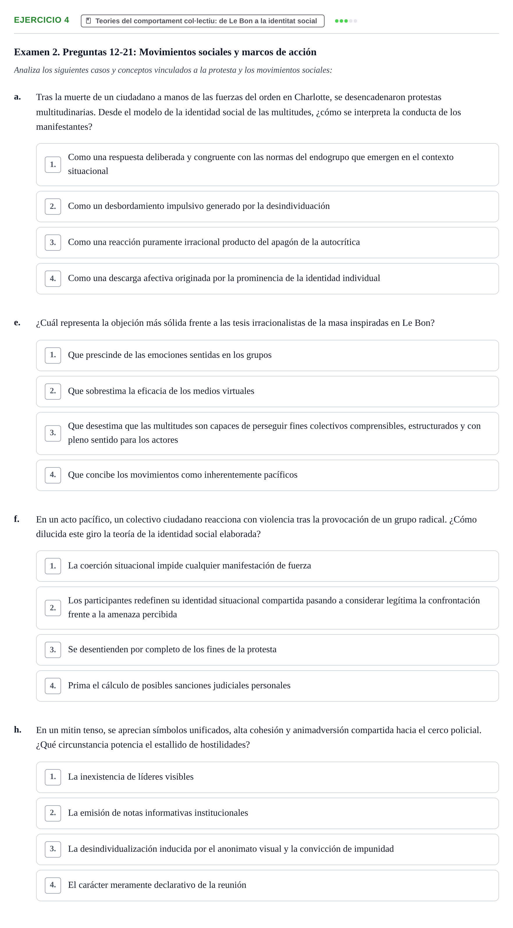 Enunciado: Ejercicio 4 - Teories del comportament col·lectiu: de Le Bo… · Psicologia dels Grups i Comportament Col·lectiu UB Recopilación de Exámenes: Psicología de los Grupos y Comportamiento Colectivo