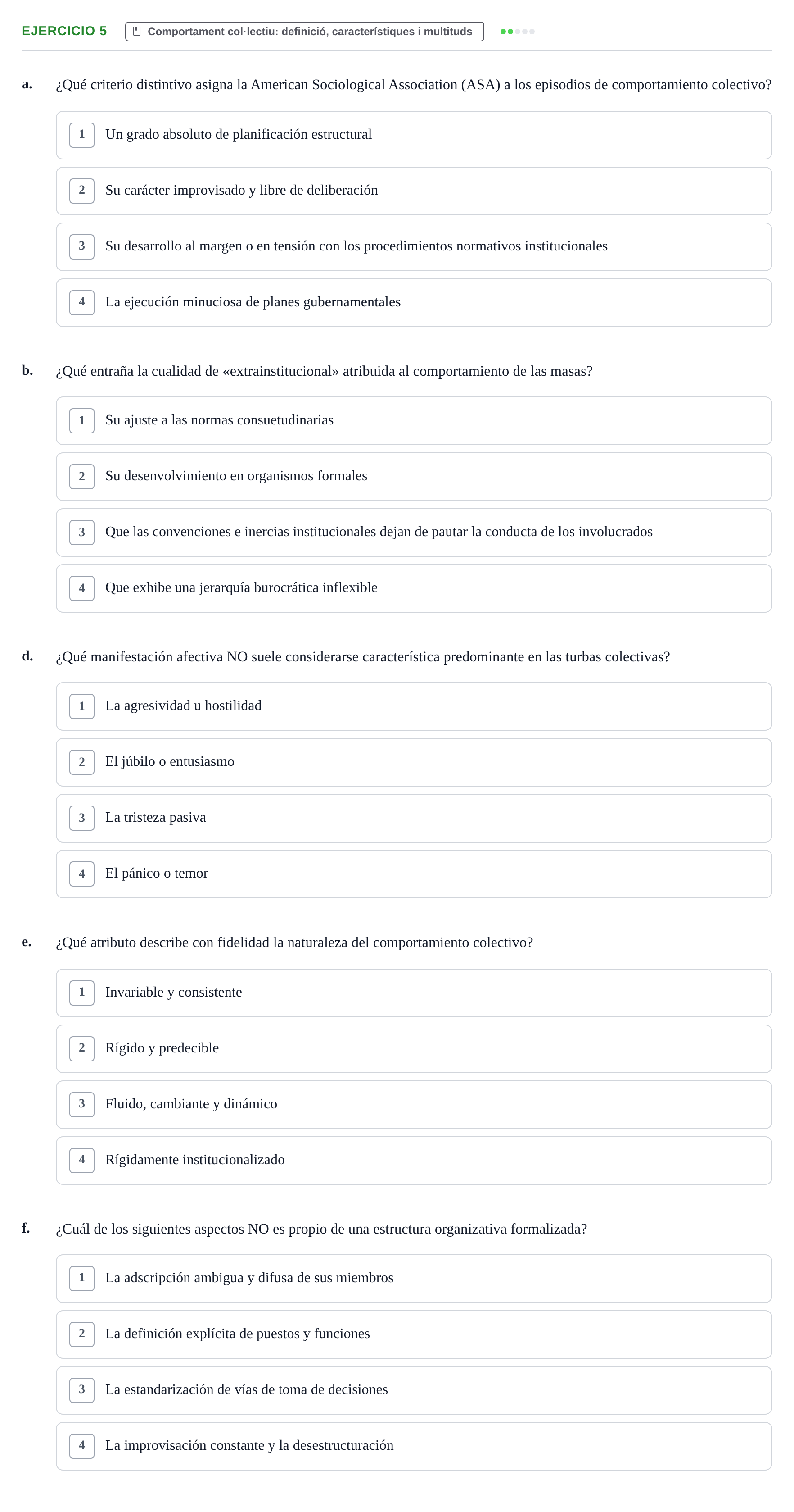 Enunciado: Ejercicio 5 - Comportament col·lectiu: definició, caracterí… · Psicologia dels Grups i Comportament Col·lectiu UB Recopilación de Exámenes: Psicología de los Grupos y Comportamiento Colectivo