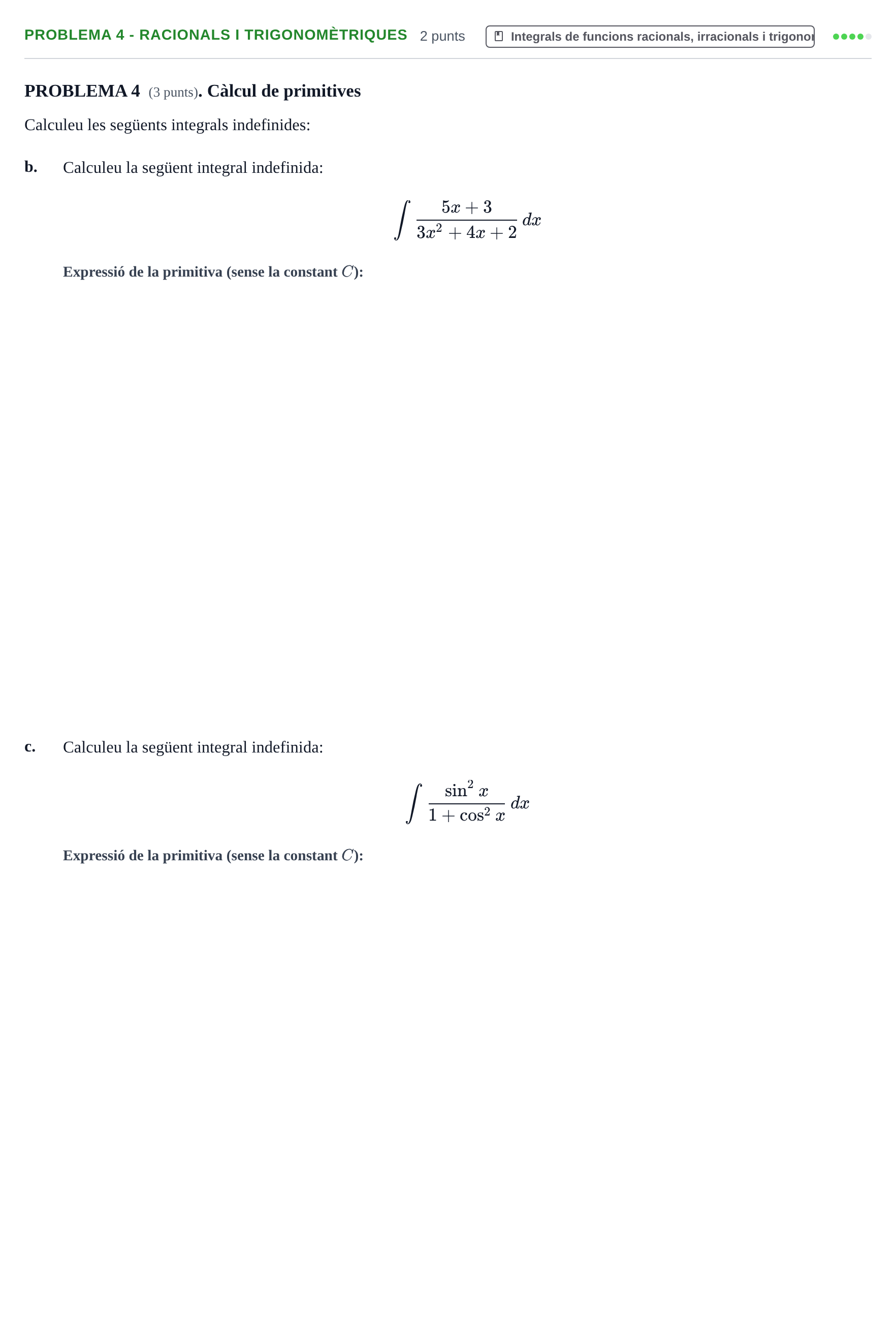 Enunciado: Problema 4 - Racionals i trigonomètriques · Introducción al Cálculo integral UB 2010