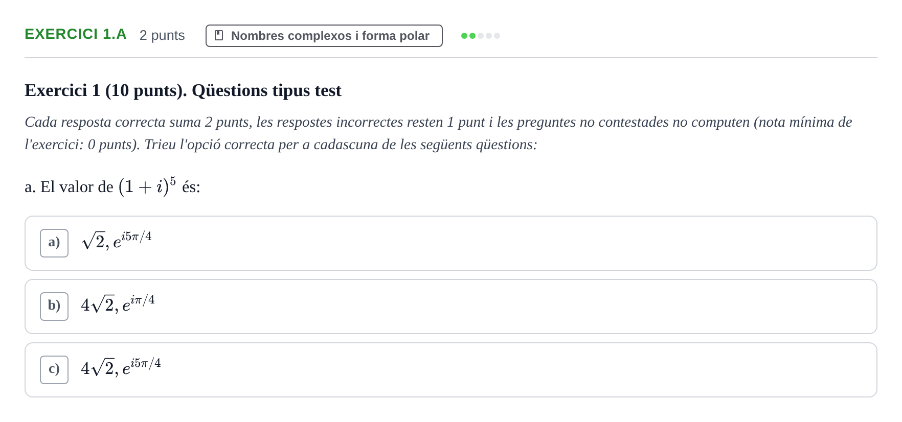 Enunciado: Exercici 1.a · Matemáticas I UB 2020