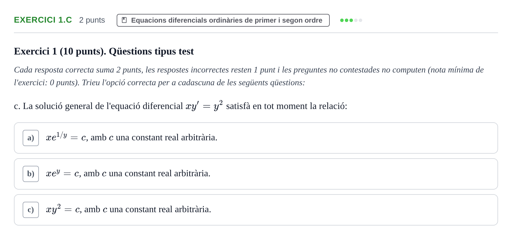 Enunciado: Exercici 1.c · Matemáticas I UB 2020
