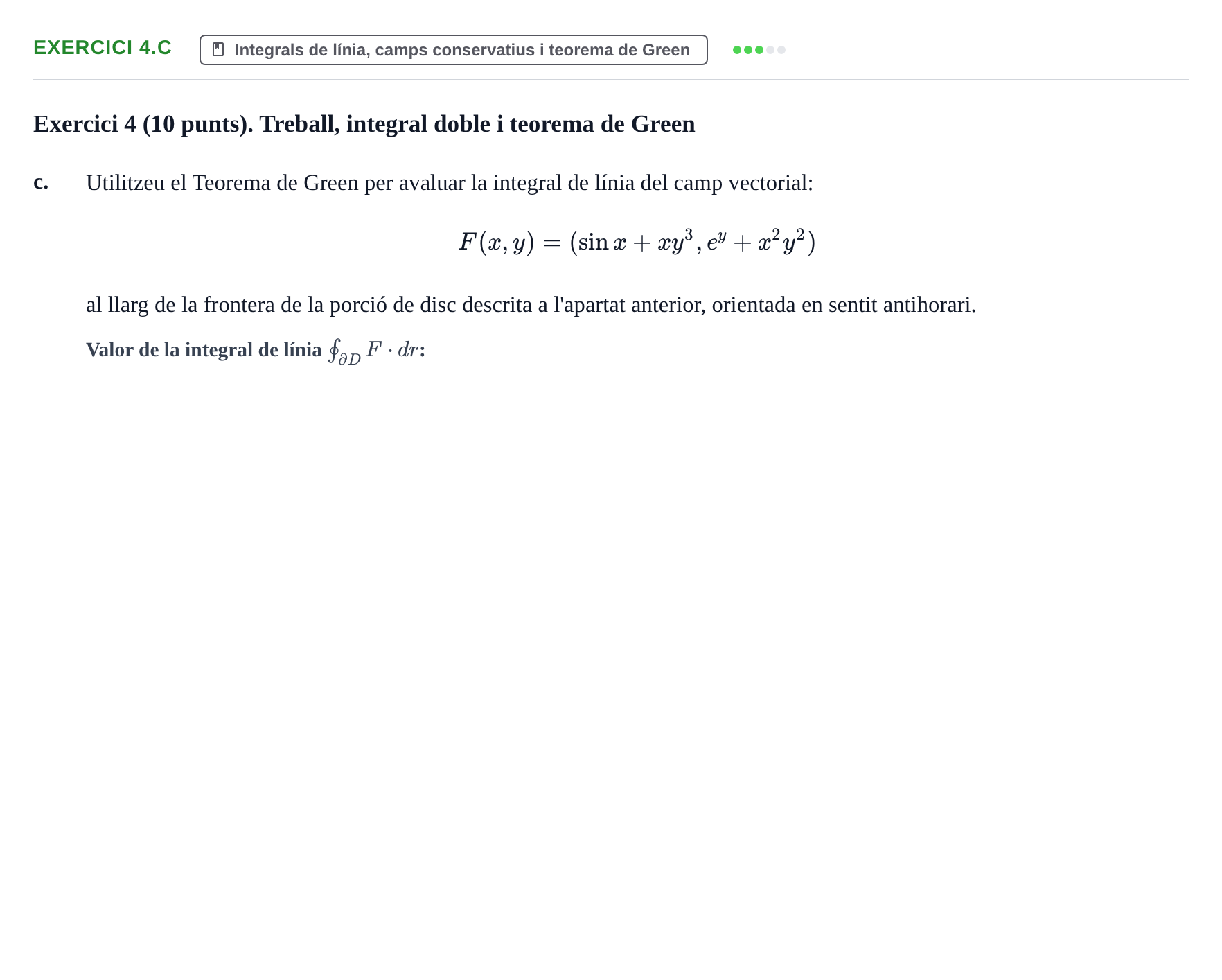 Enunciado: Exercici 4.c · Matemáticas I UB 2020