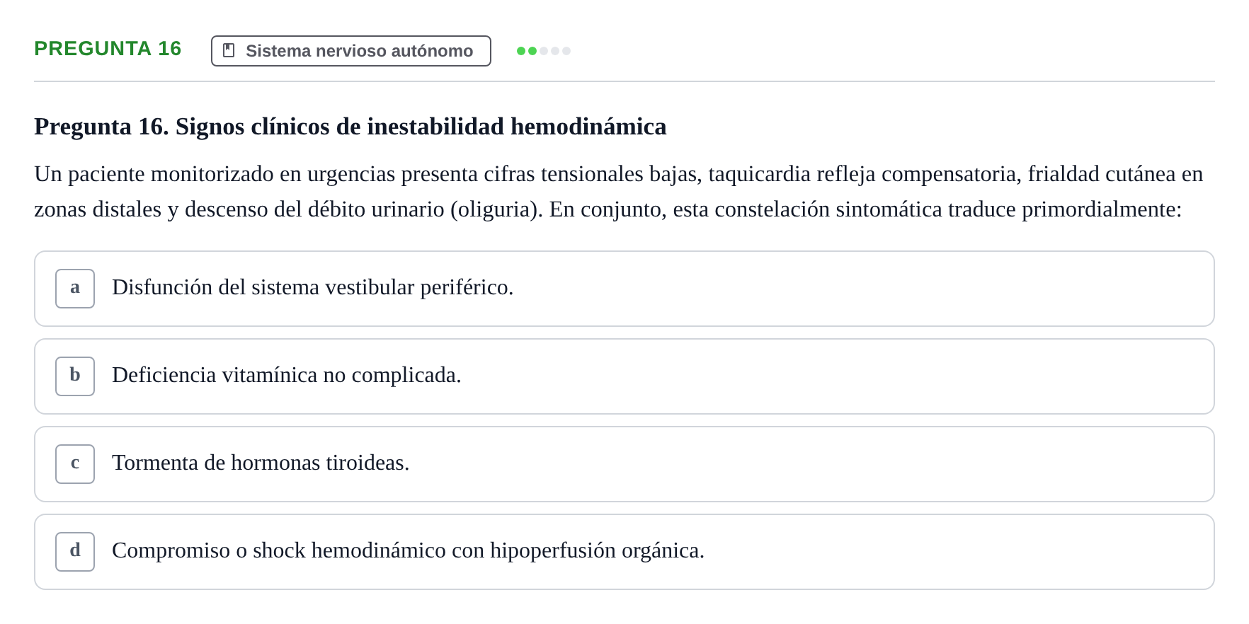 Enunciado: Pregunta 16