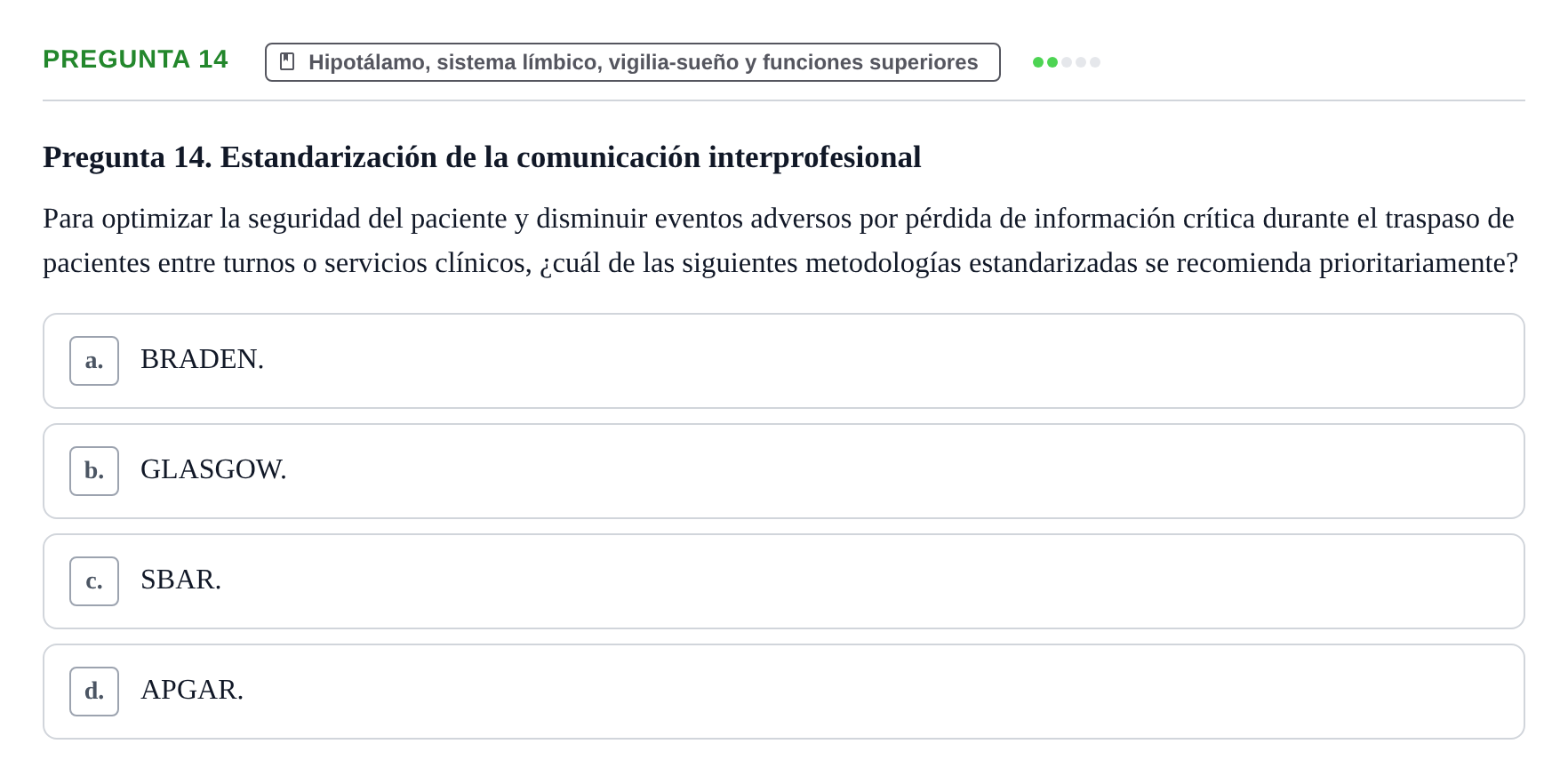 Enunciado: Pregunta 14