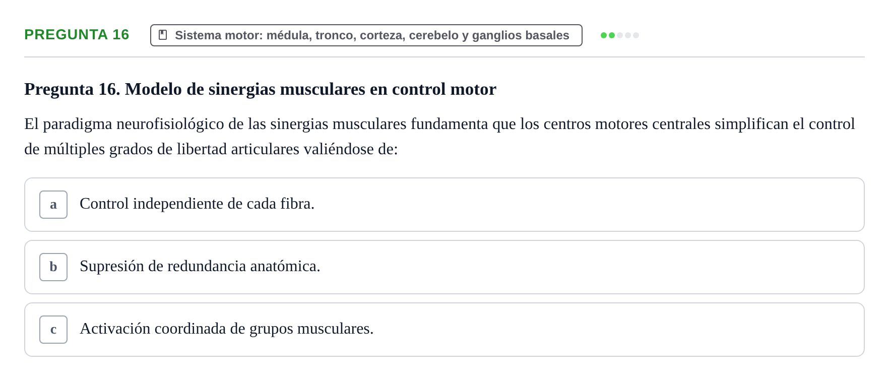 Enunciado: Pregunta 16