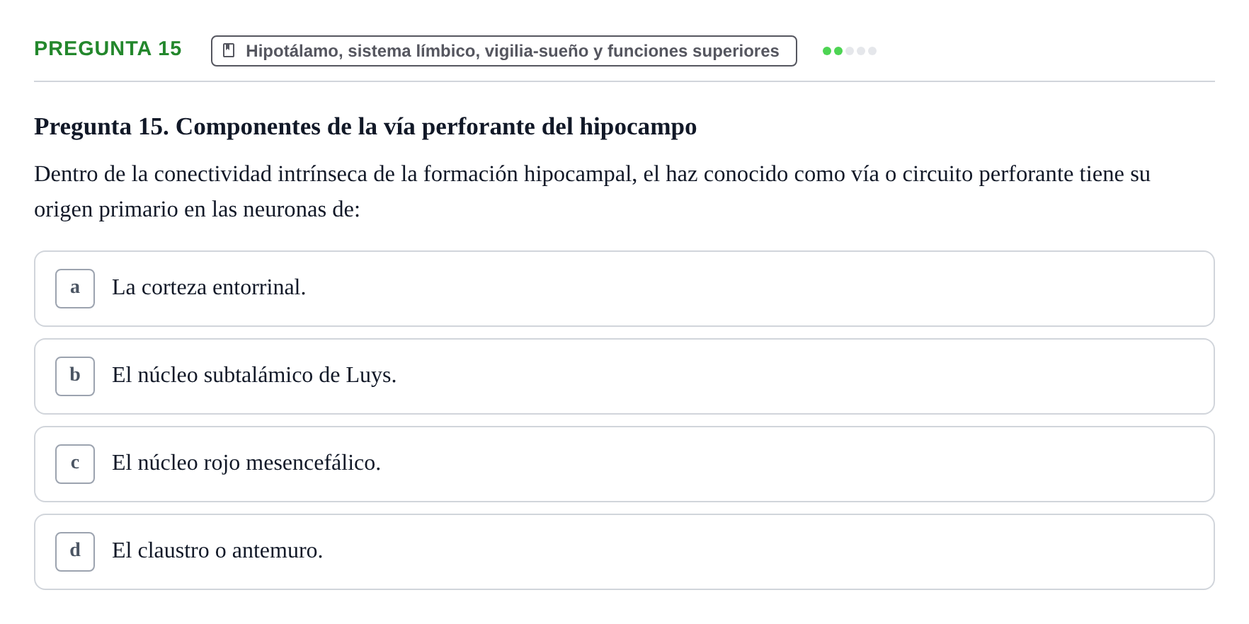 Enunciado: Pregunta 15