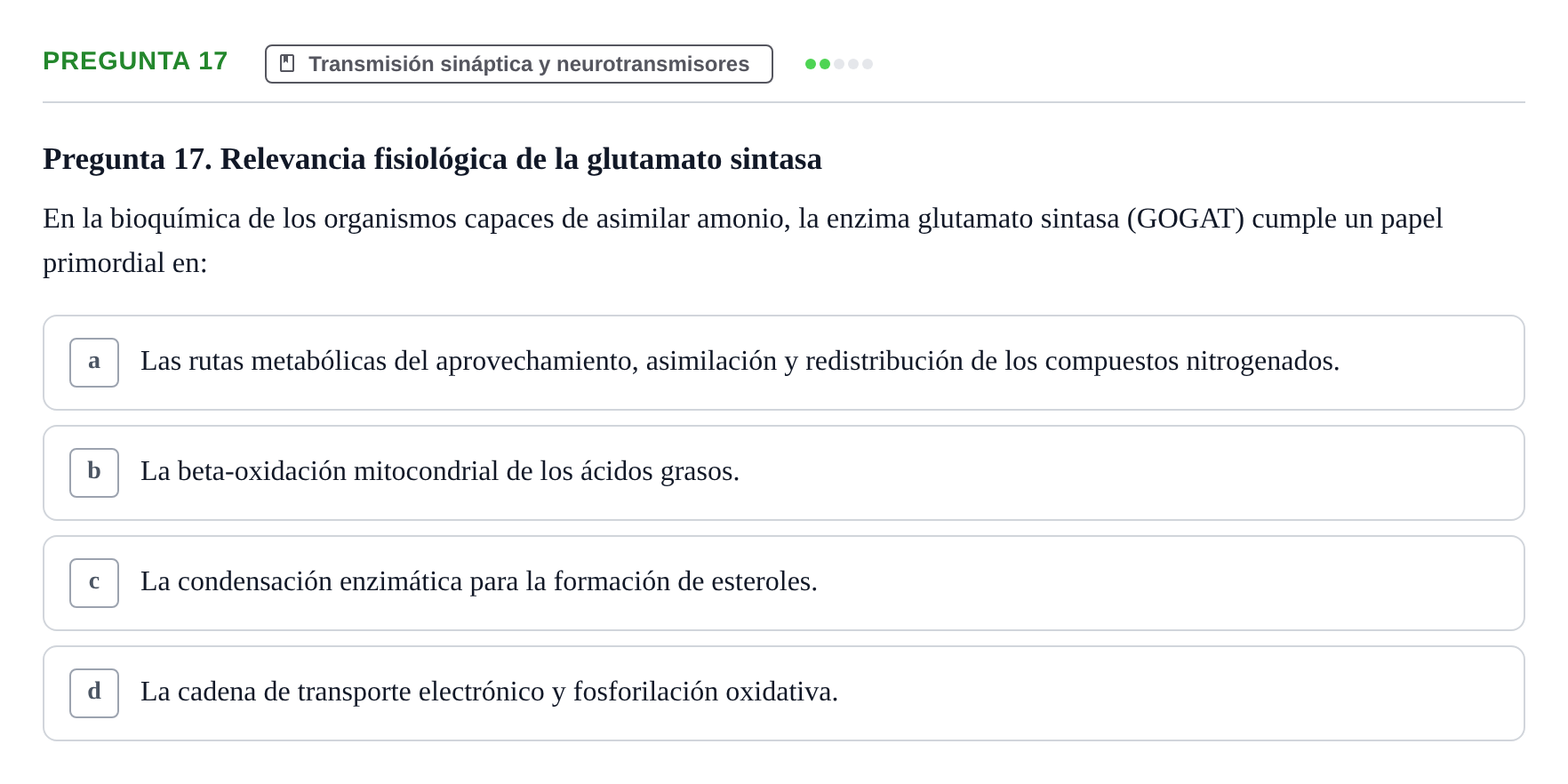 Enunciado: Pregunta 17