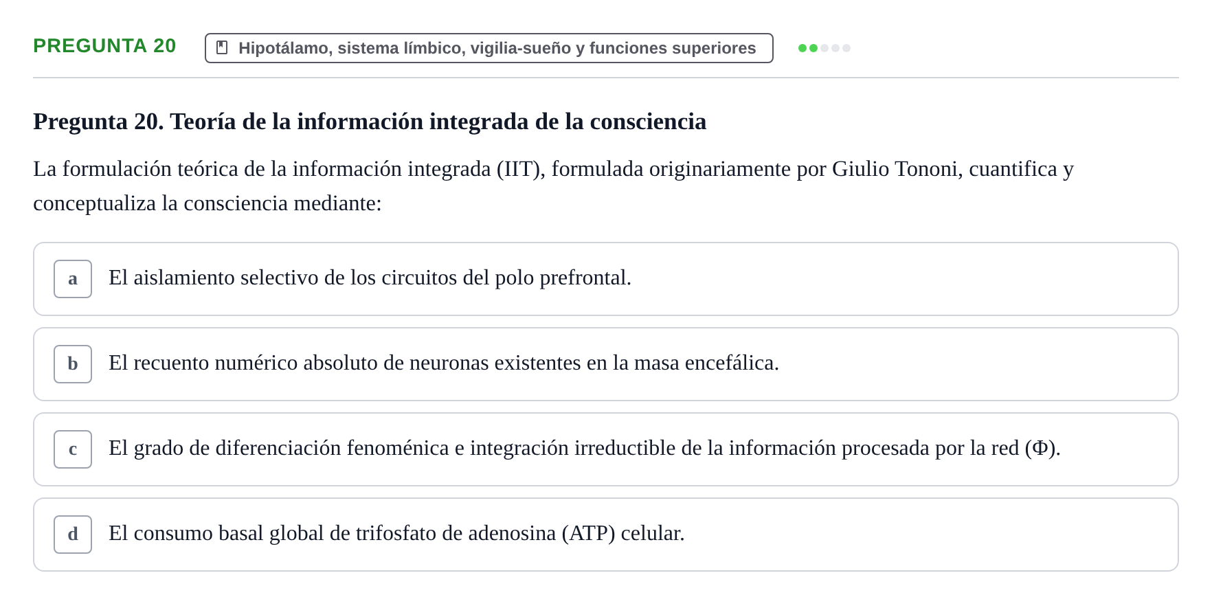 Enunciado: Pregunta 20