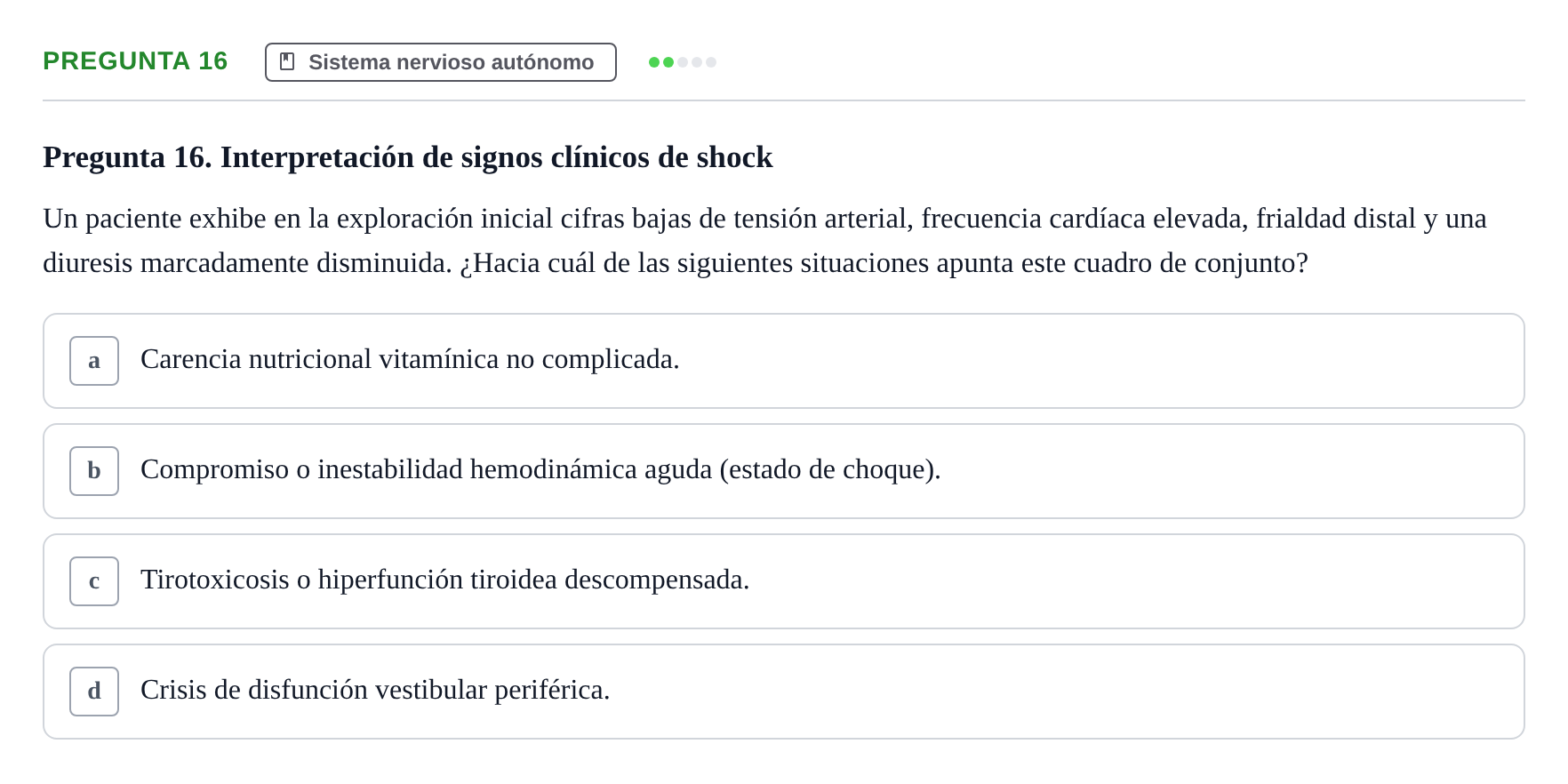 Enunciado: Pregunta 16
