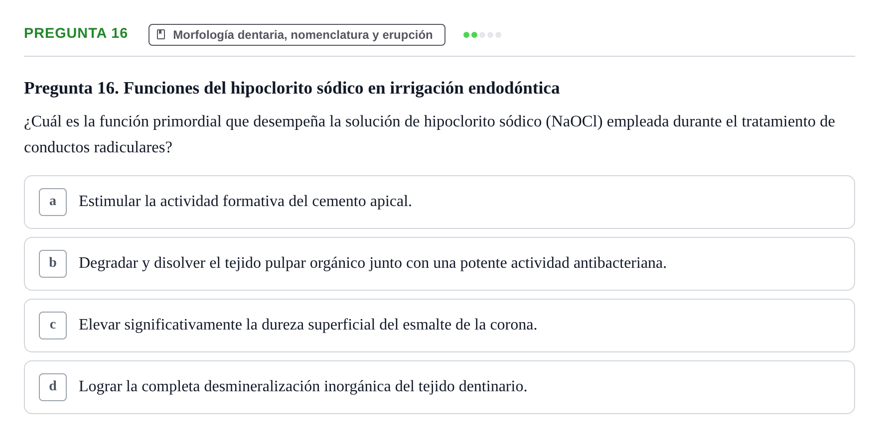 Enunciado: Pregunta 16