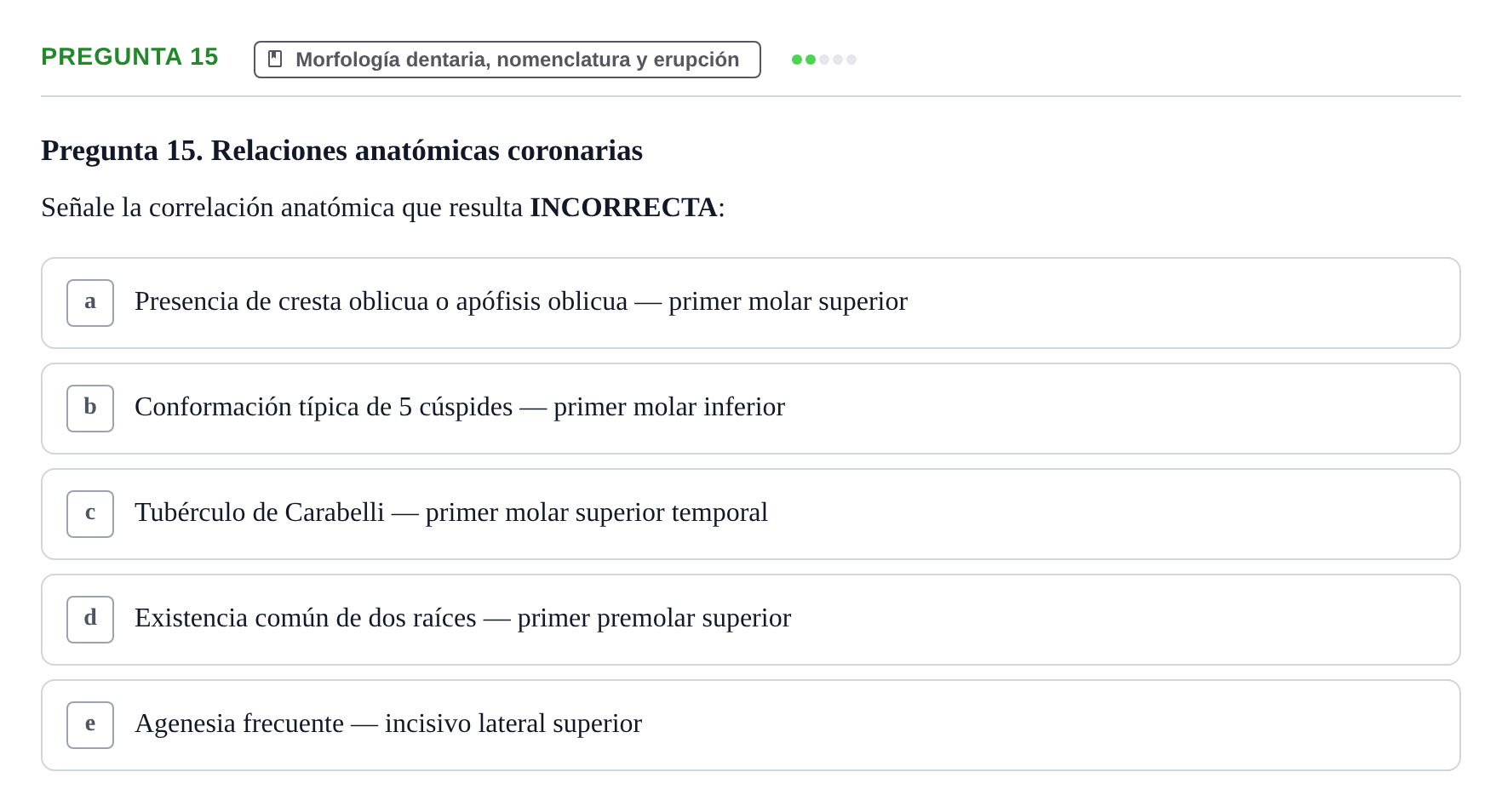 Enunciado: Pregunta 15 · Anatomía Humana UB 2012