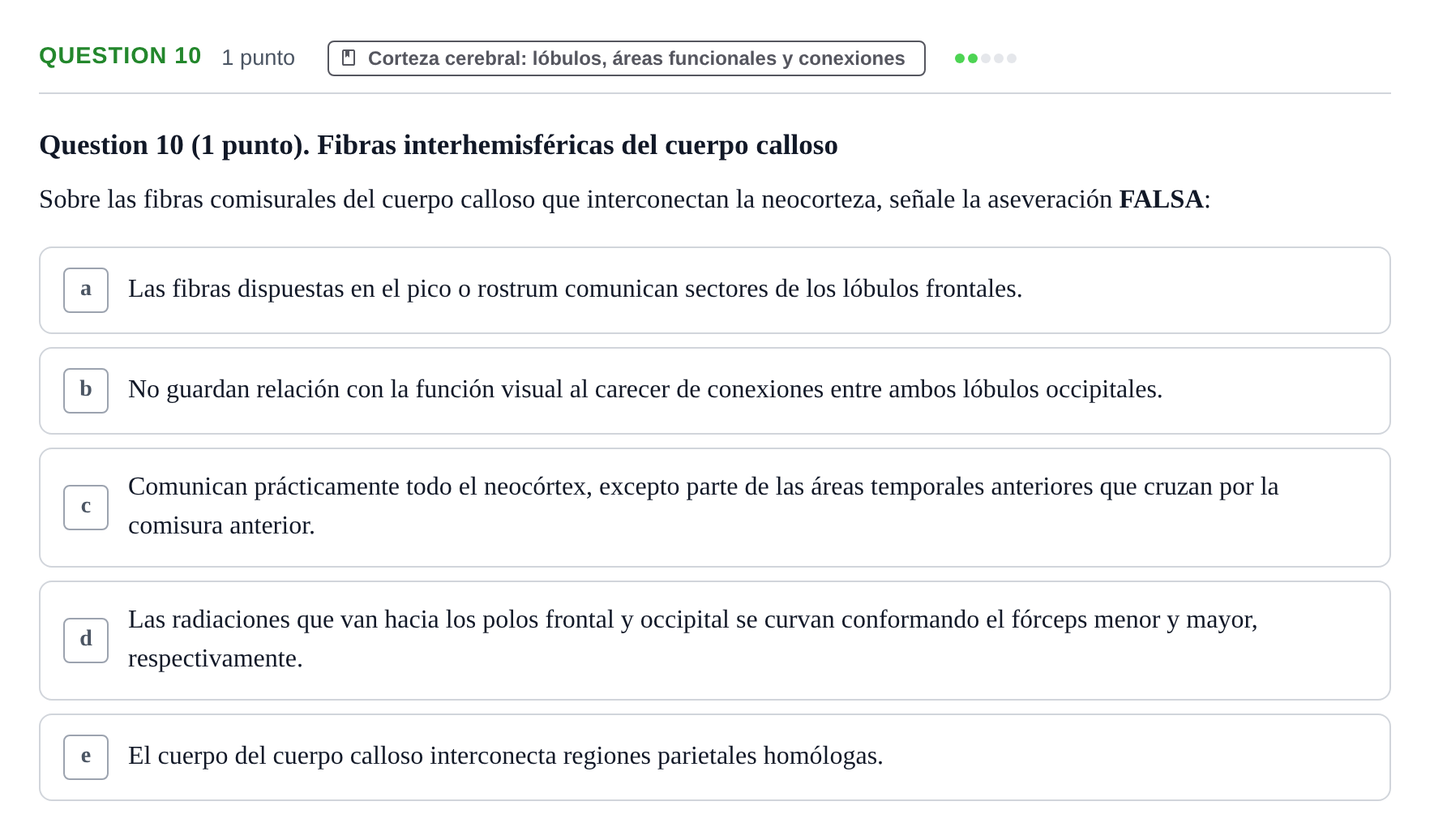 Enunciado: Question 10 · Anatomía Humana UB 2012