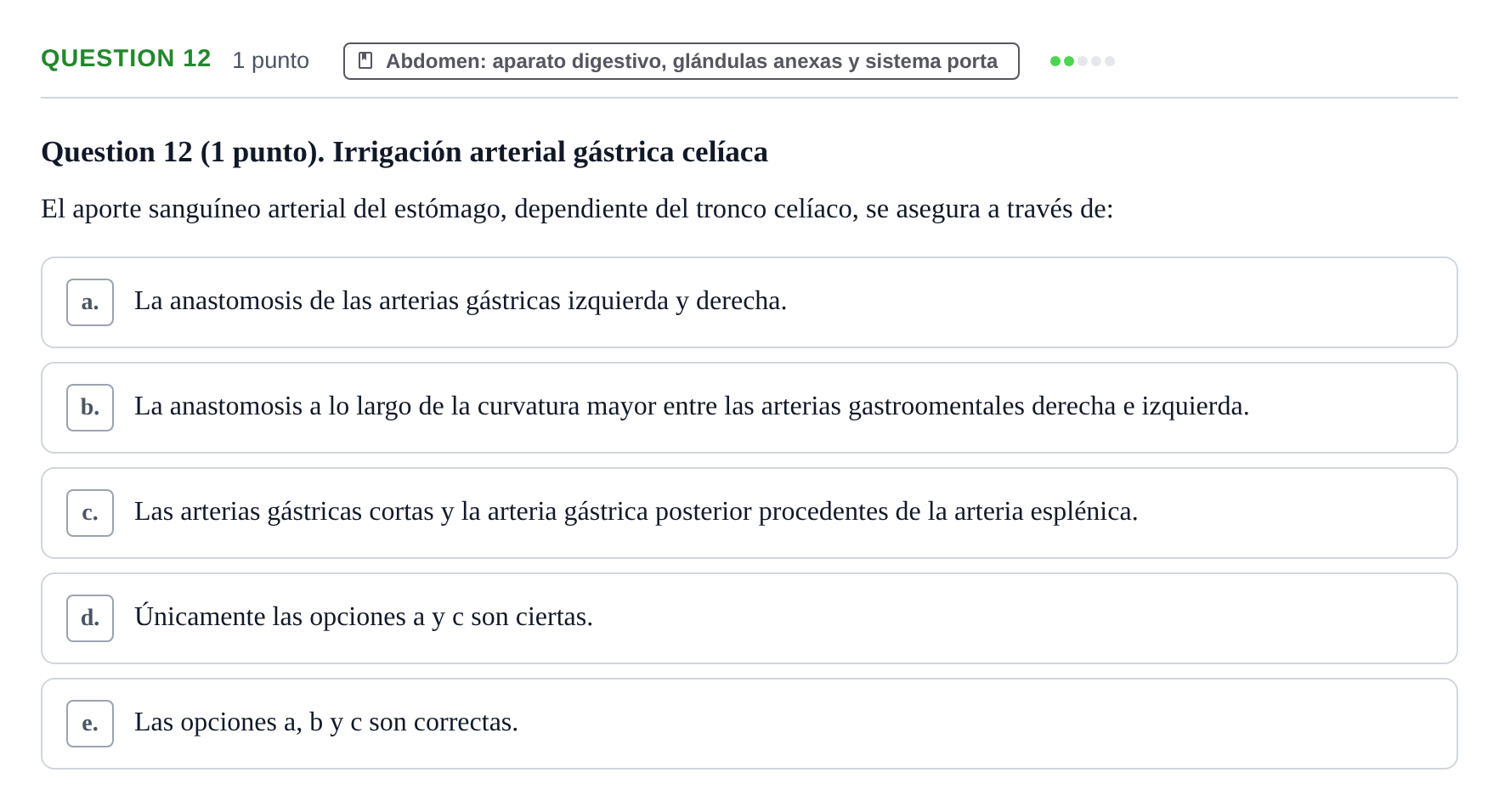 Enunciado: Question 12 · Anatomía Humana UB 2012