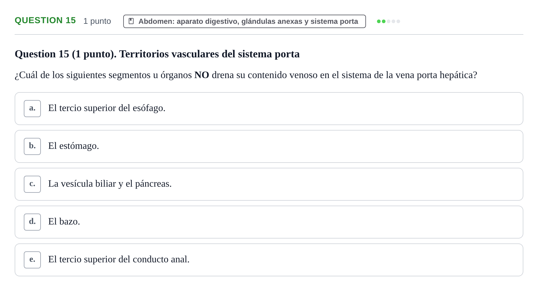Enunciado: Question 15 · Anatomía Humana UB 2012