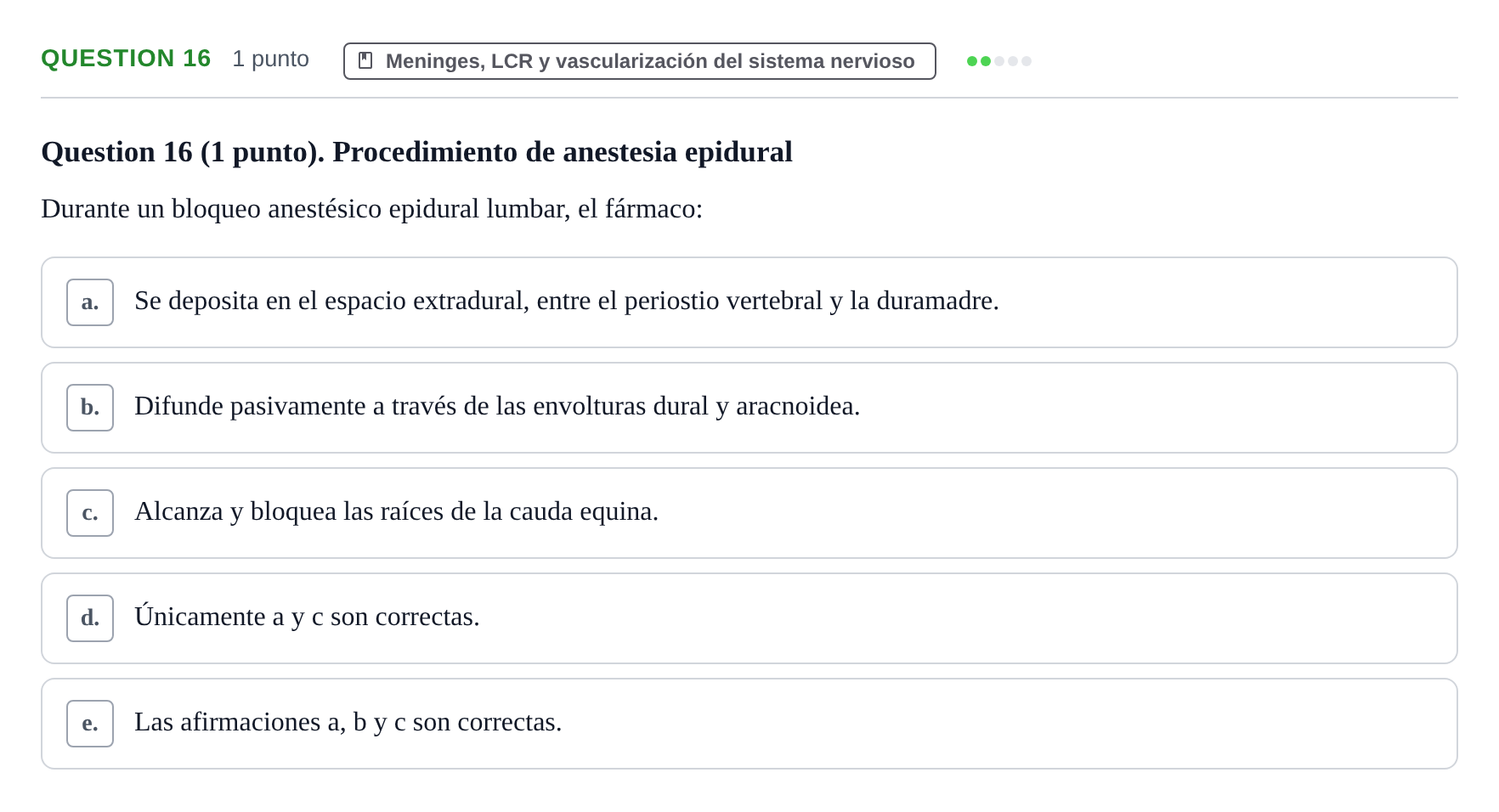 Enunciado: Question 16 · Anatomía Humana UB 2012
