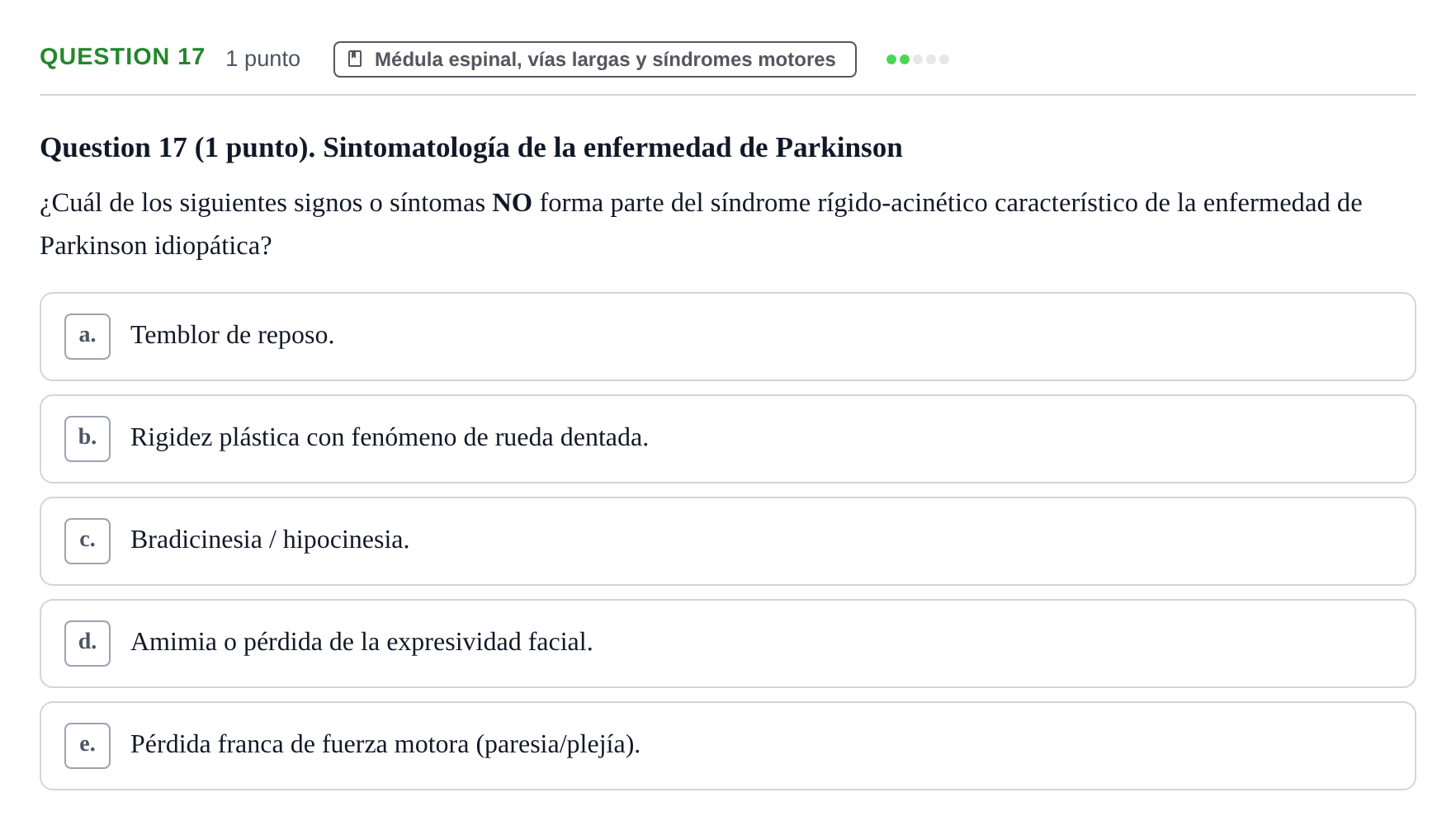 Enunciado: Question 17 · Anatomía Humana UB 2012