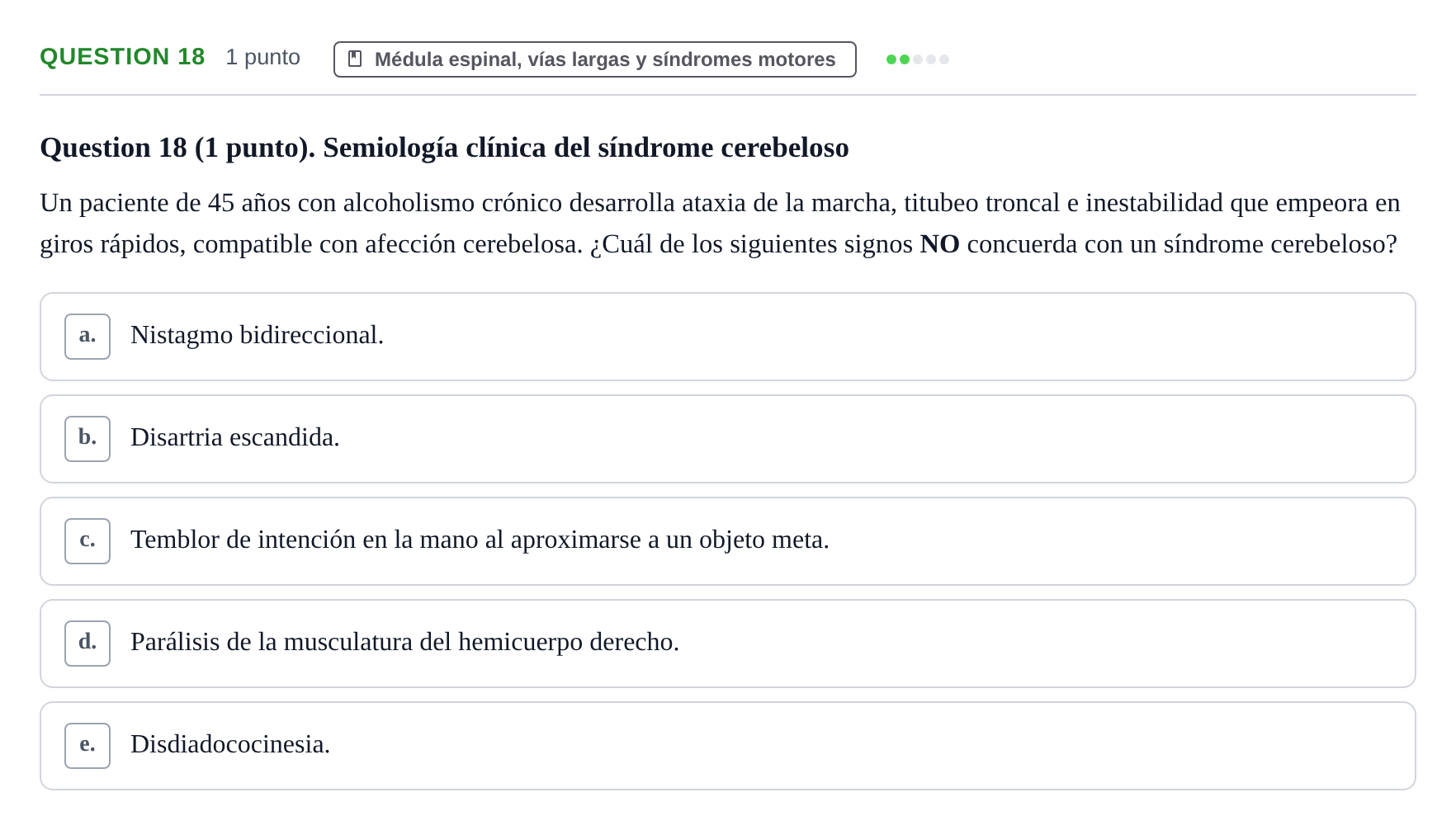 Enunciado: Question 18 · Anatomía Humana UB 2012