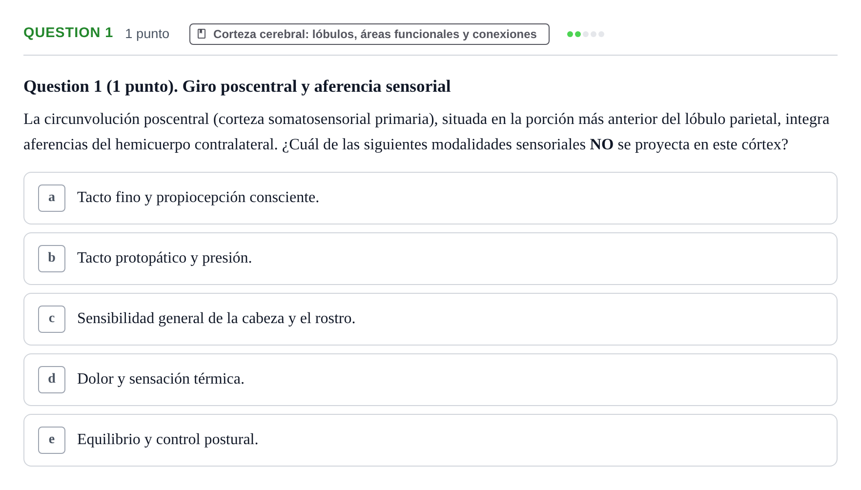 Enunciado: Question 1 · Anatomía Humana UB 2012