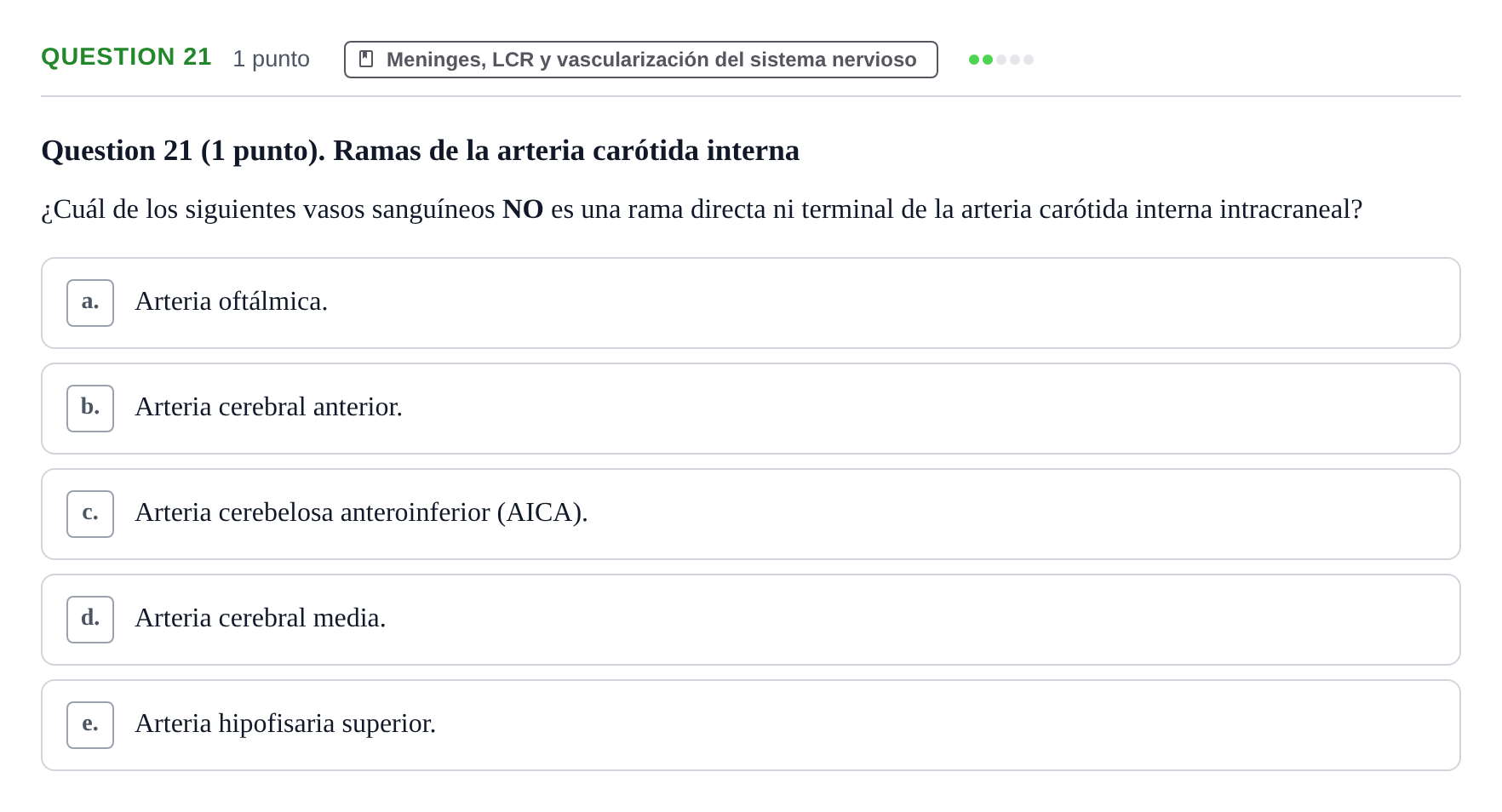 Enunciado: Question 21 · Anatomía Humana UB 2012